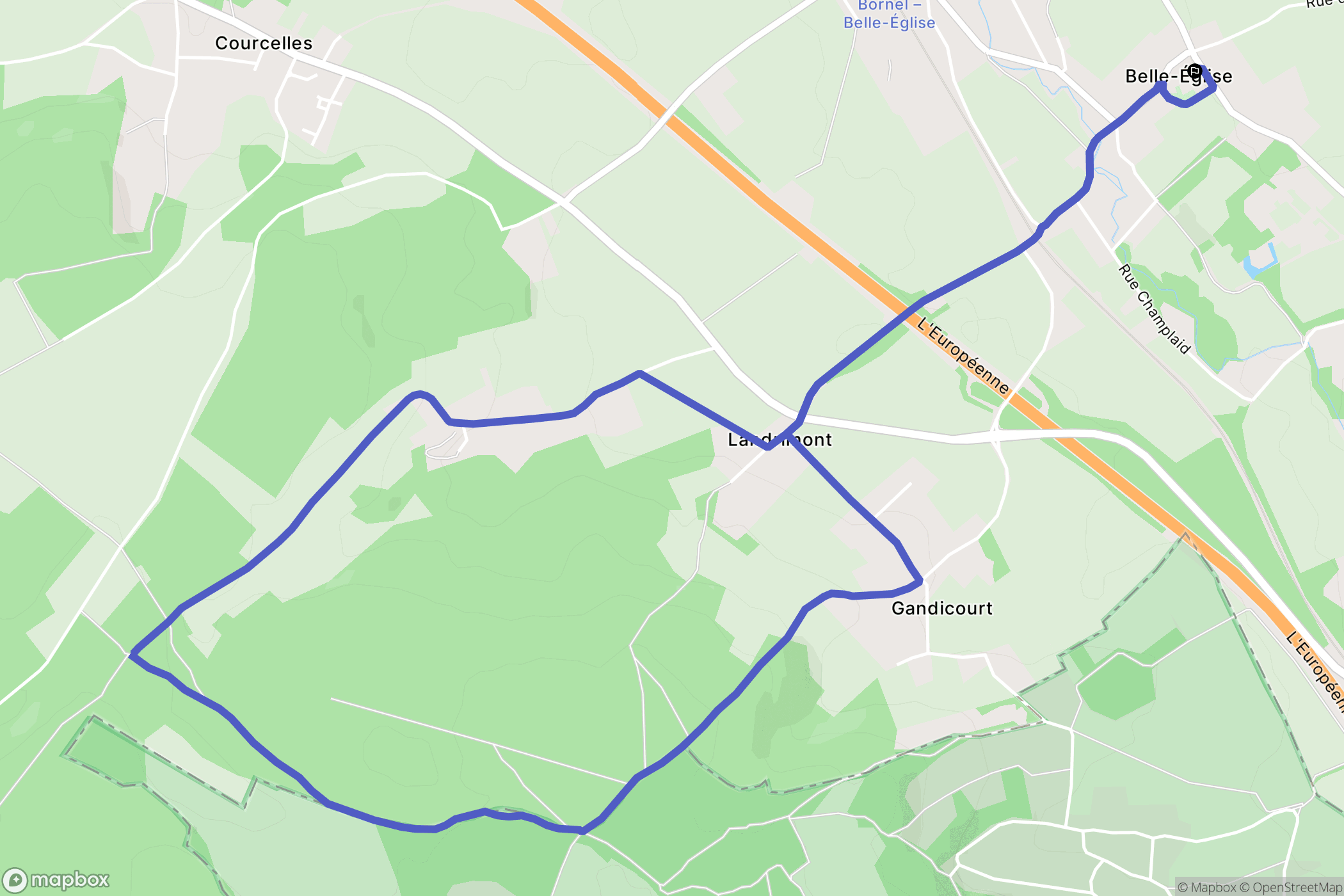 Belle-Église : carte du parcours de randonnée - France