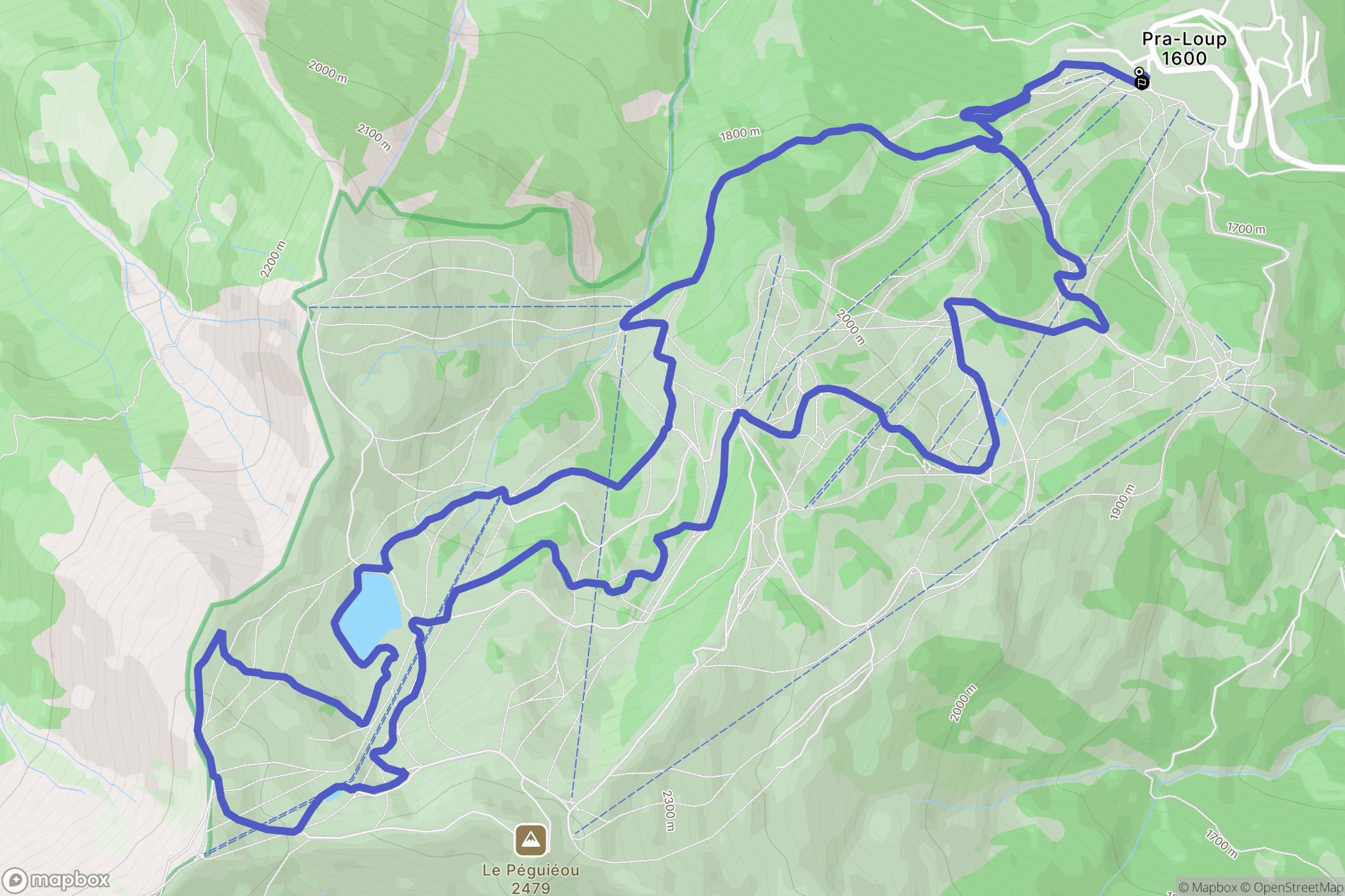 Uvernet-Fours : carte du parcours de randonnée - France