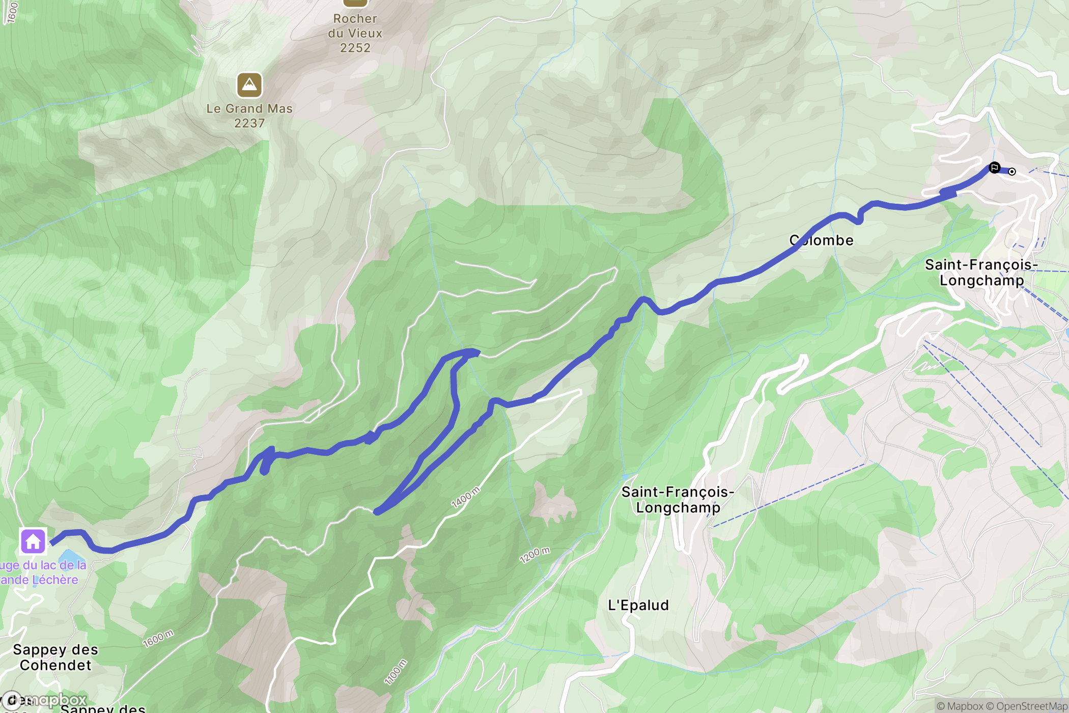 Saint-François-Longchamp : carte du parcours de randonnée - France