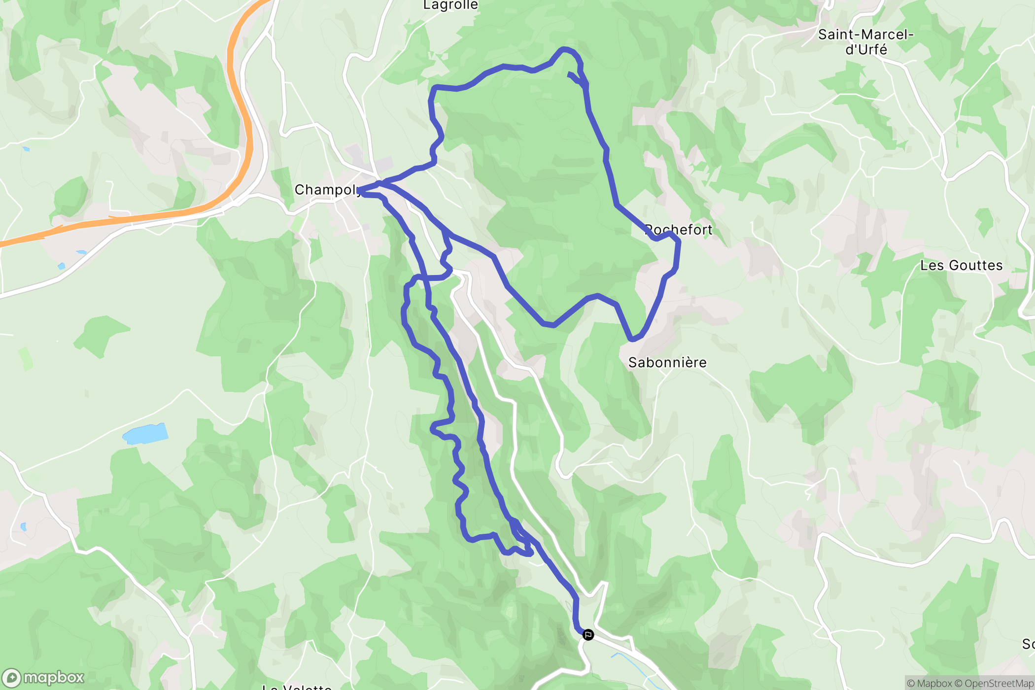 Champoly : carte du parcours de randonnée - France
