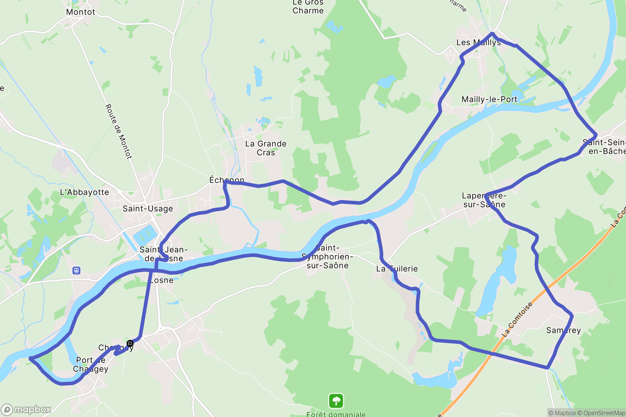 Losne : carte du parcours de randonnée - France