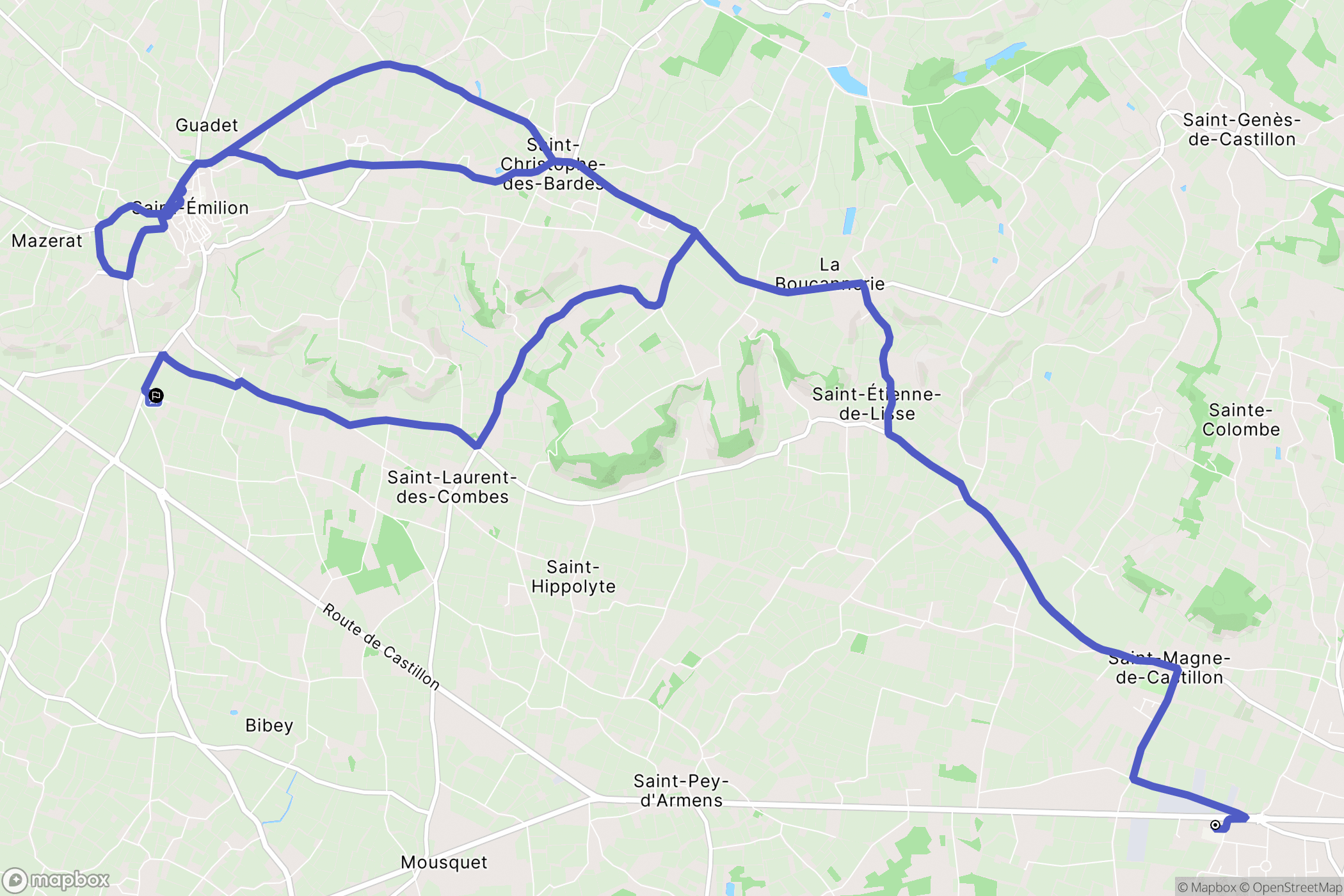 Saint-Magne-de-Castillon : carte du parcours de randonnée - France