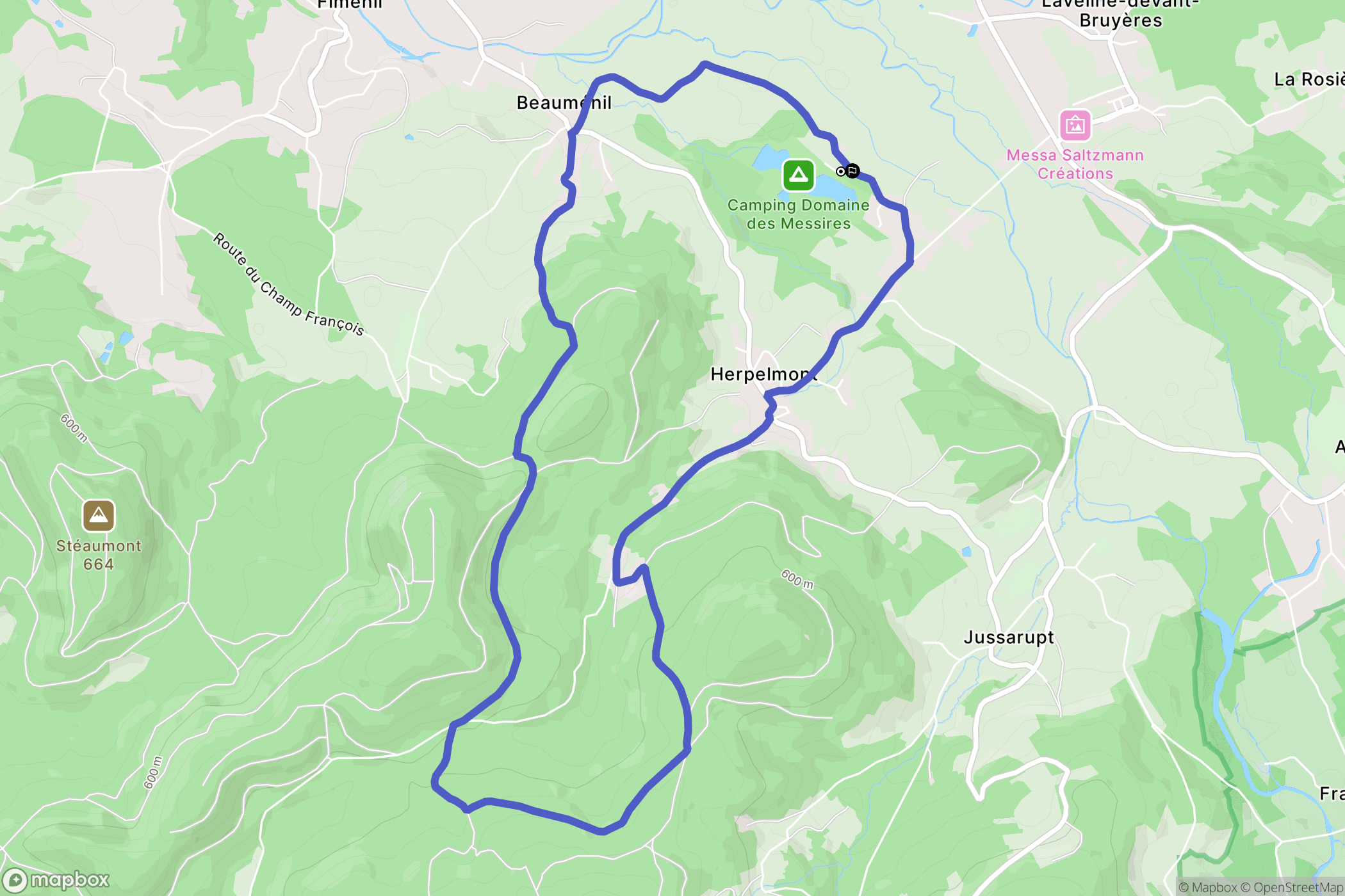 Herpelmont : carte du parcours de randonnée - France