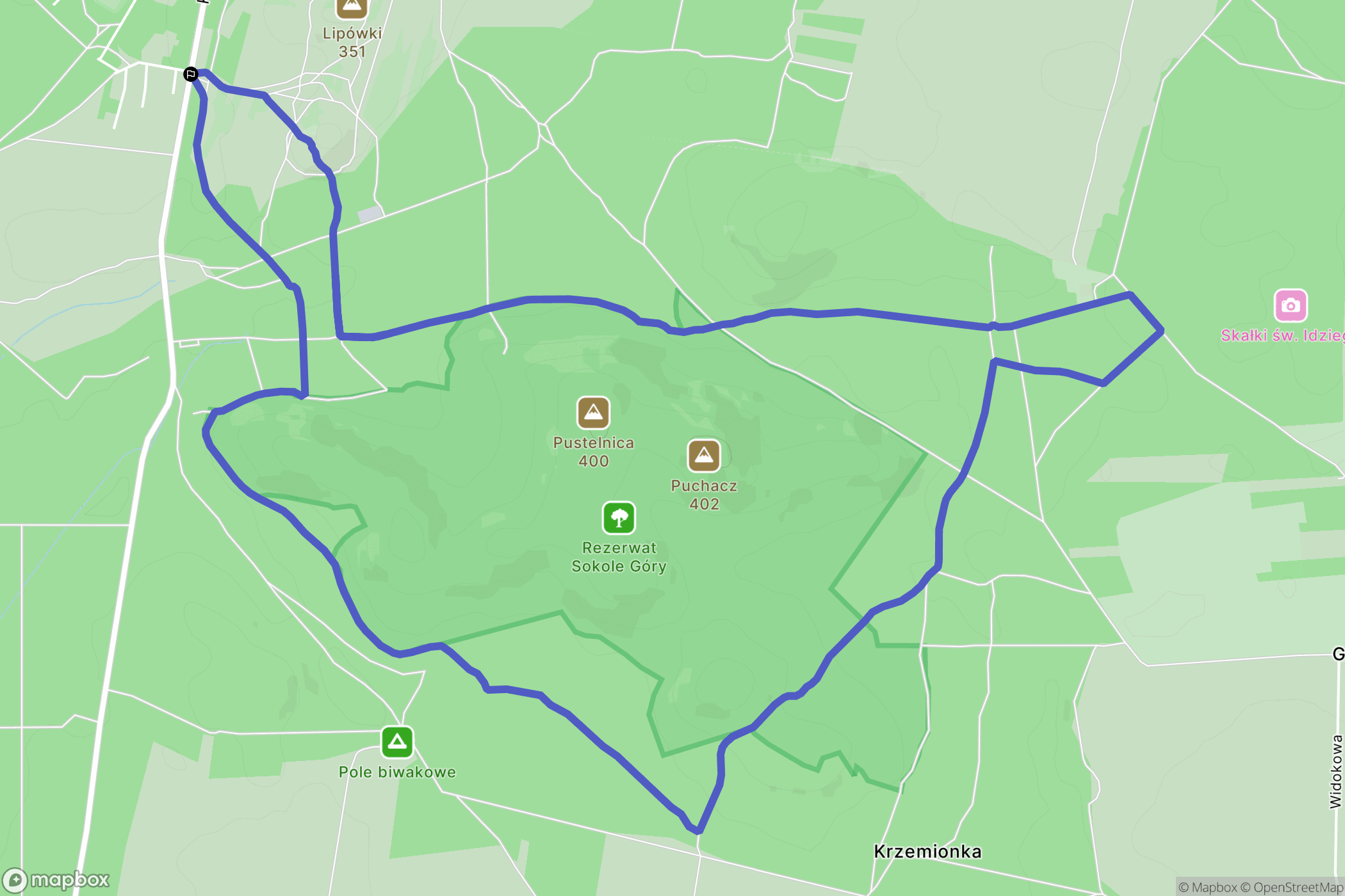 Olsztyn: mapa trasy - Poland