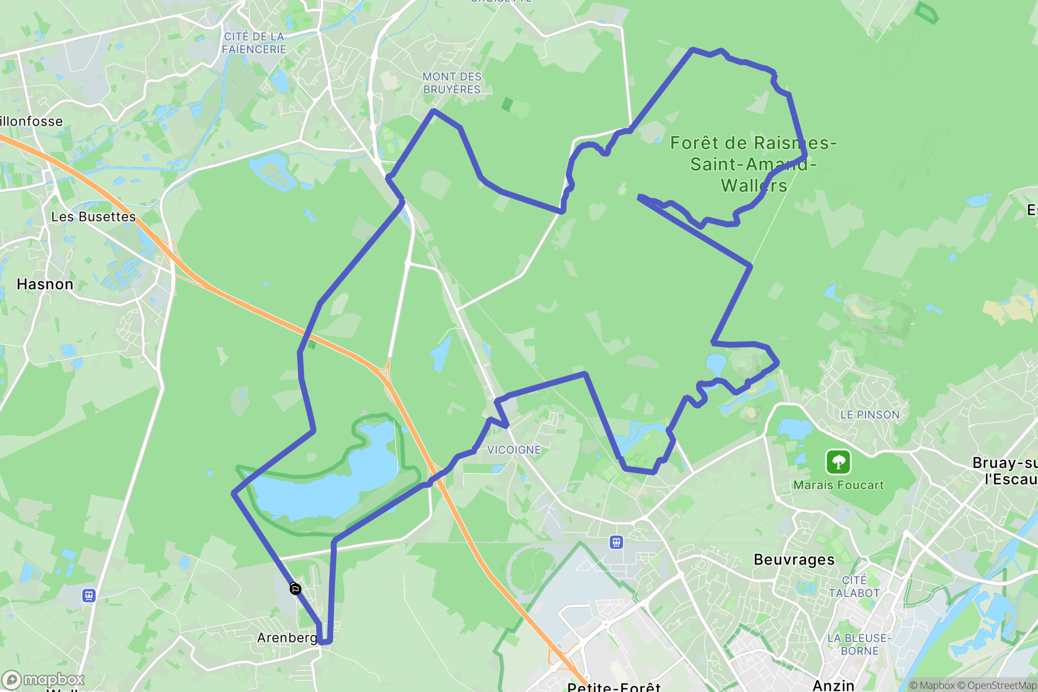 Wallers : carte du parcours de randonnée - France