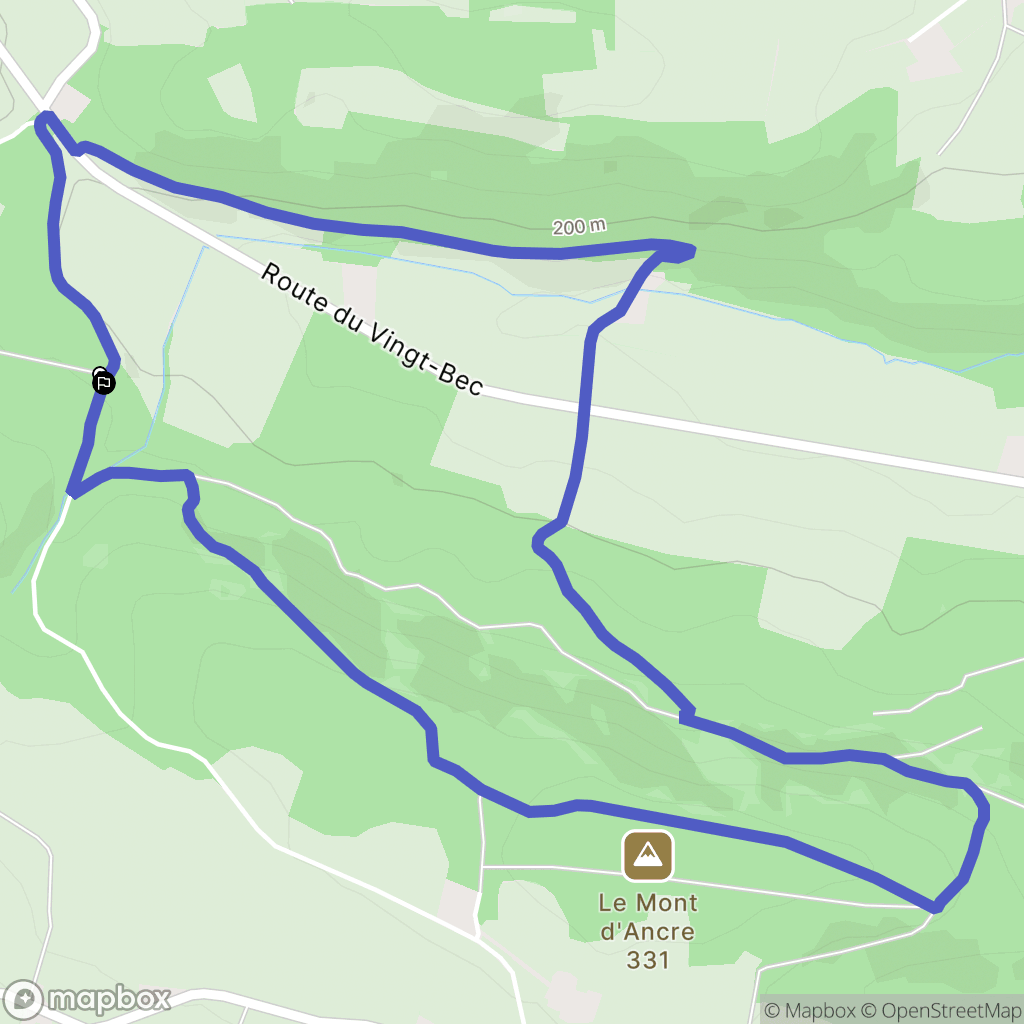 Les Monts d'Aunay : carte du parcours de randonnée - France