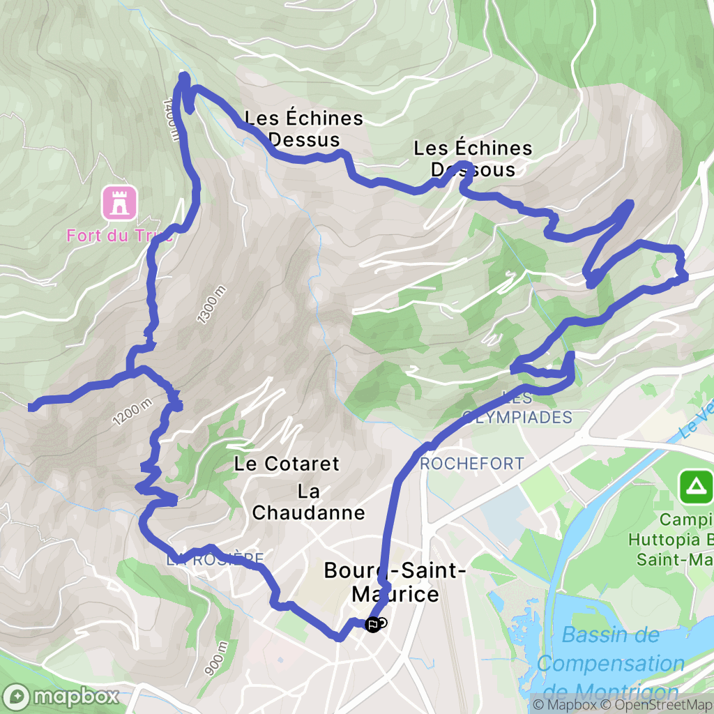 Bourg-Saint-Maurice : carte du parcours de randonnée - France