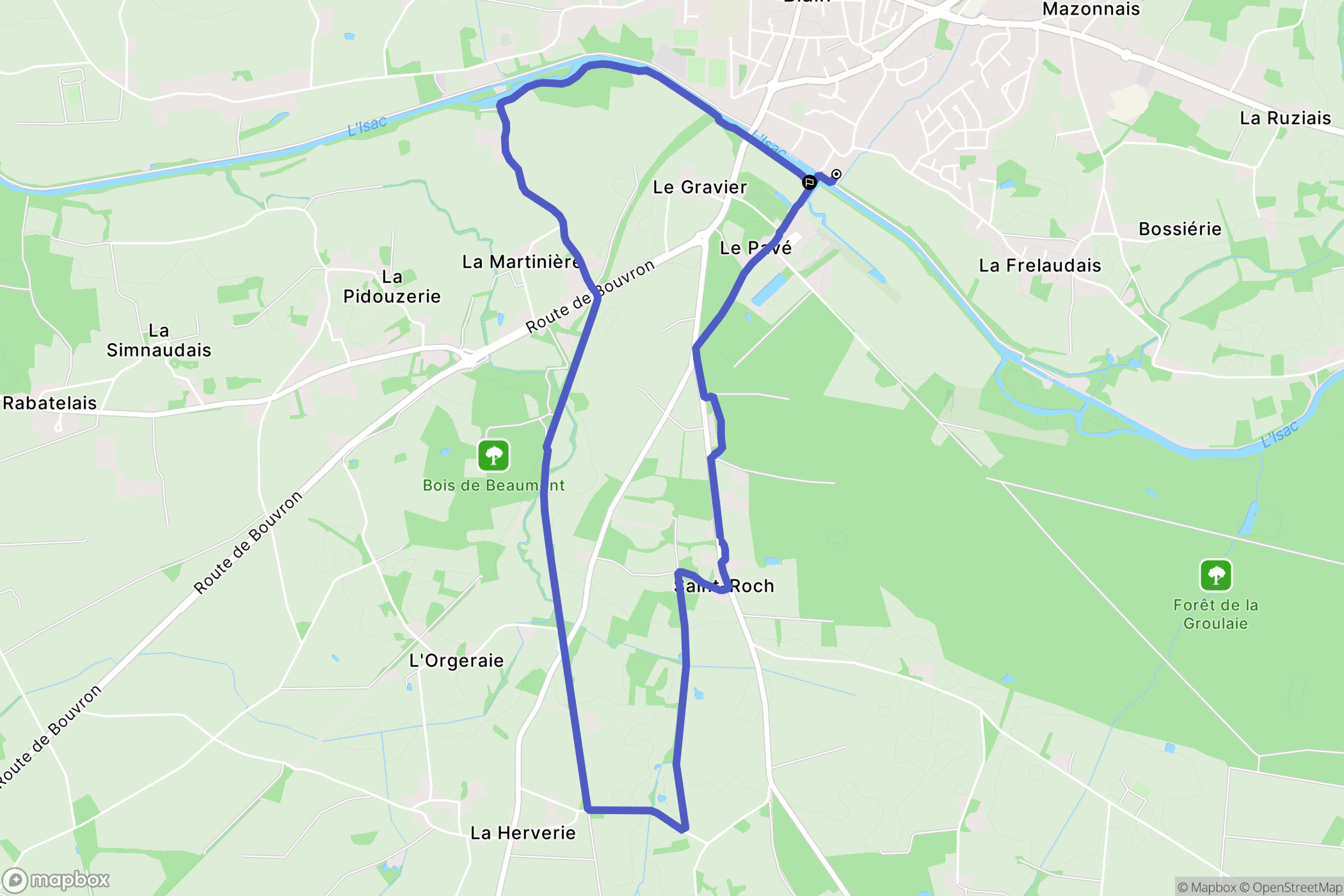 Blain : carte du parcours de randonnée - France