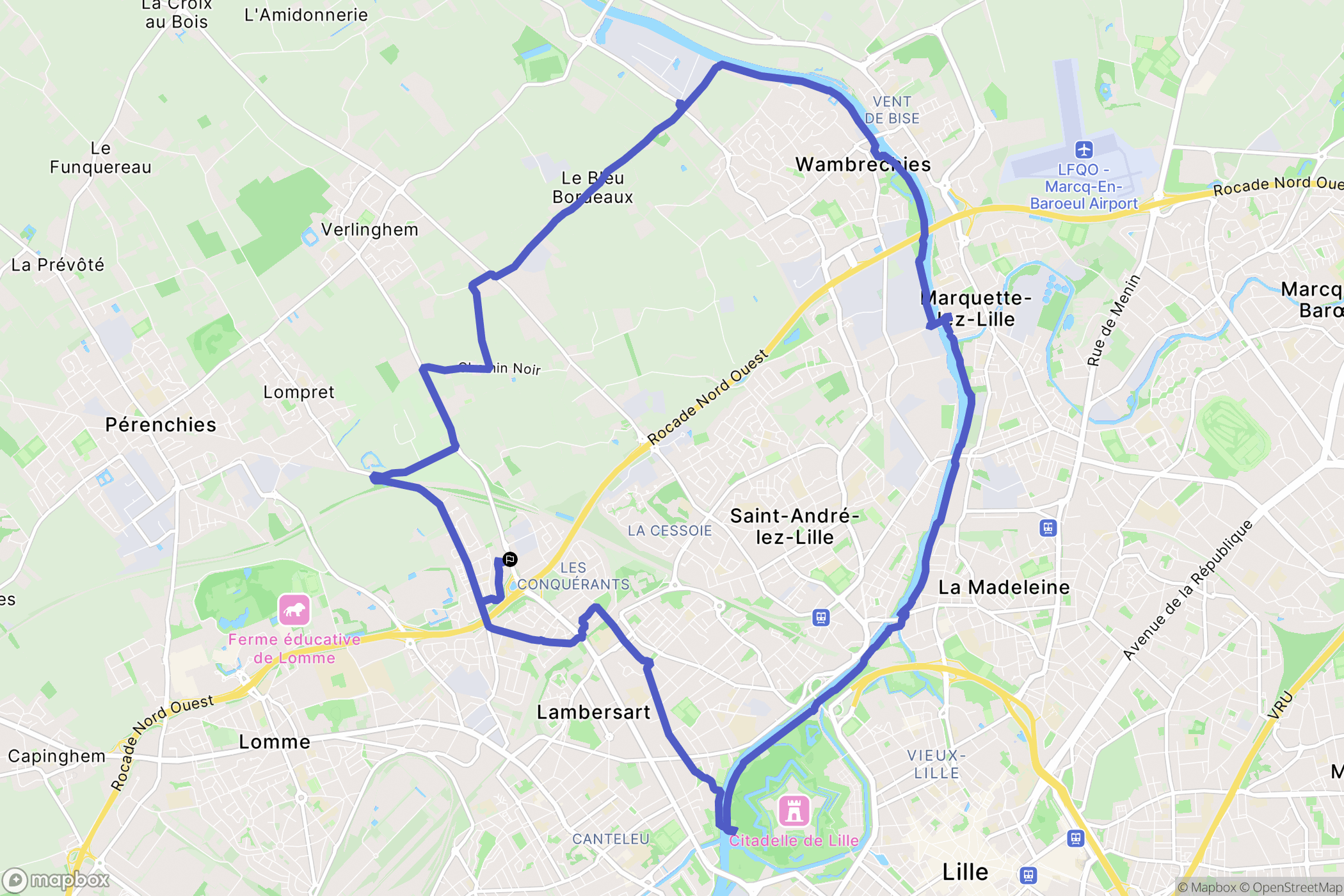 Lambersart : carte du parcours de randonnée - France
