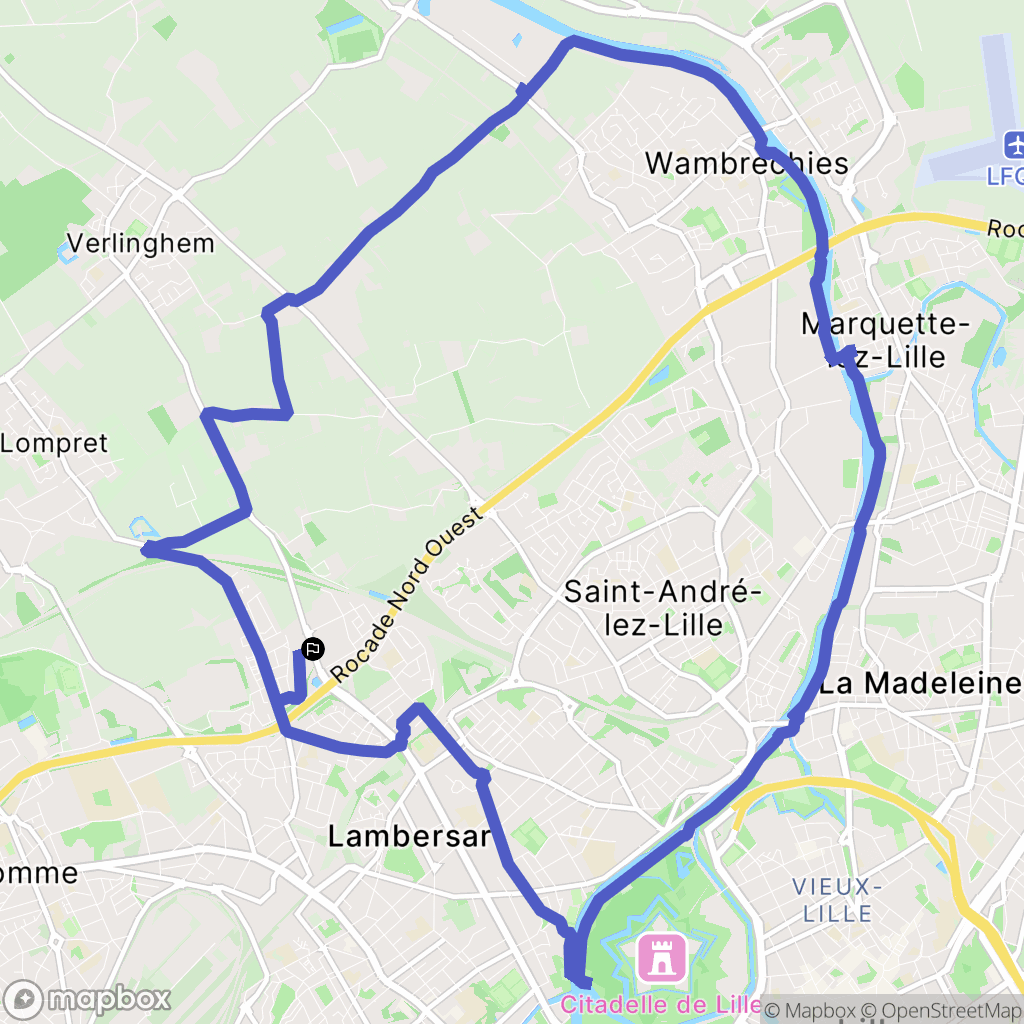 Lambersart : carte du parcours de randonnée - France