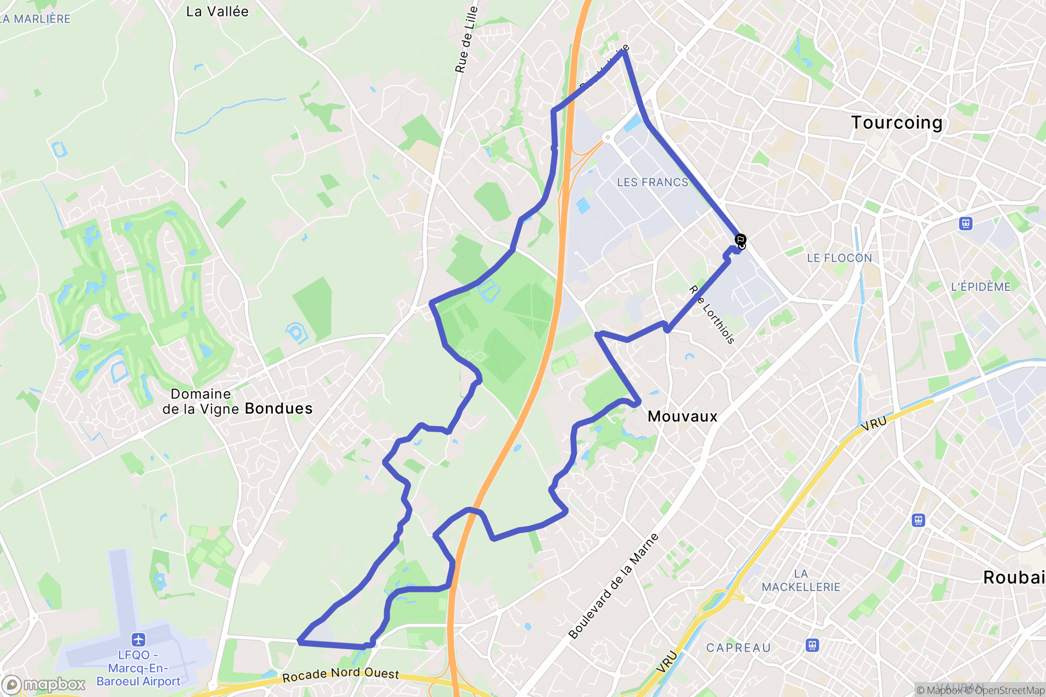 Tourcoing : carte du parcours de randonnée - France