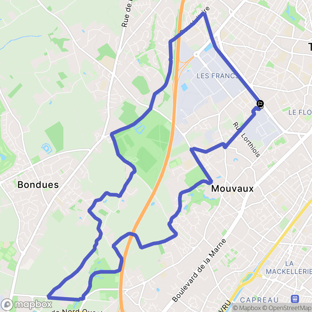 Tourcoing : carte du parcours de randonnée - France