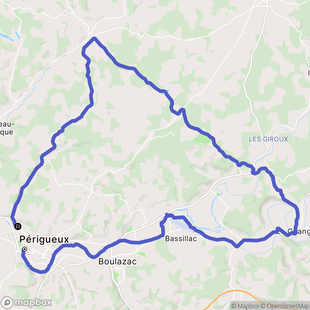 Périgueux : carte du parcours de randonnée - France