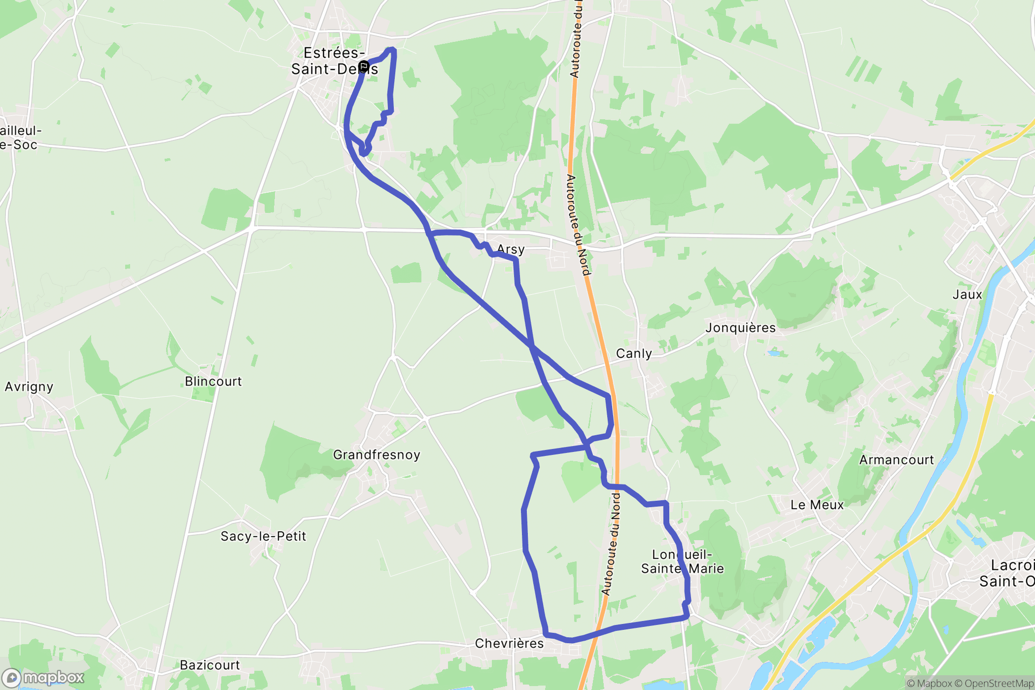 Estrées-Saint-Denis : carte du parcours de randonnée - France