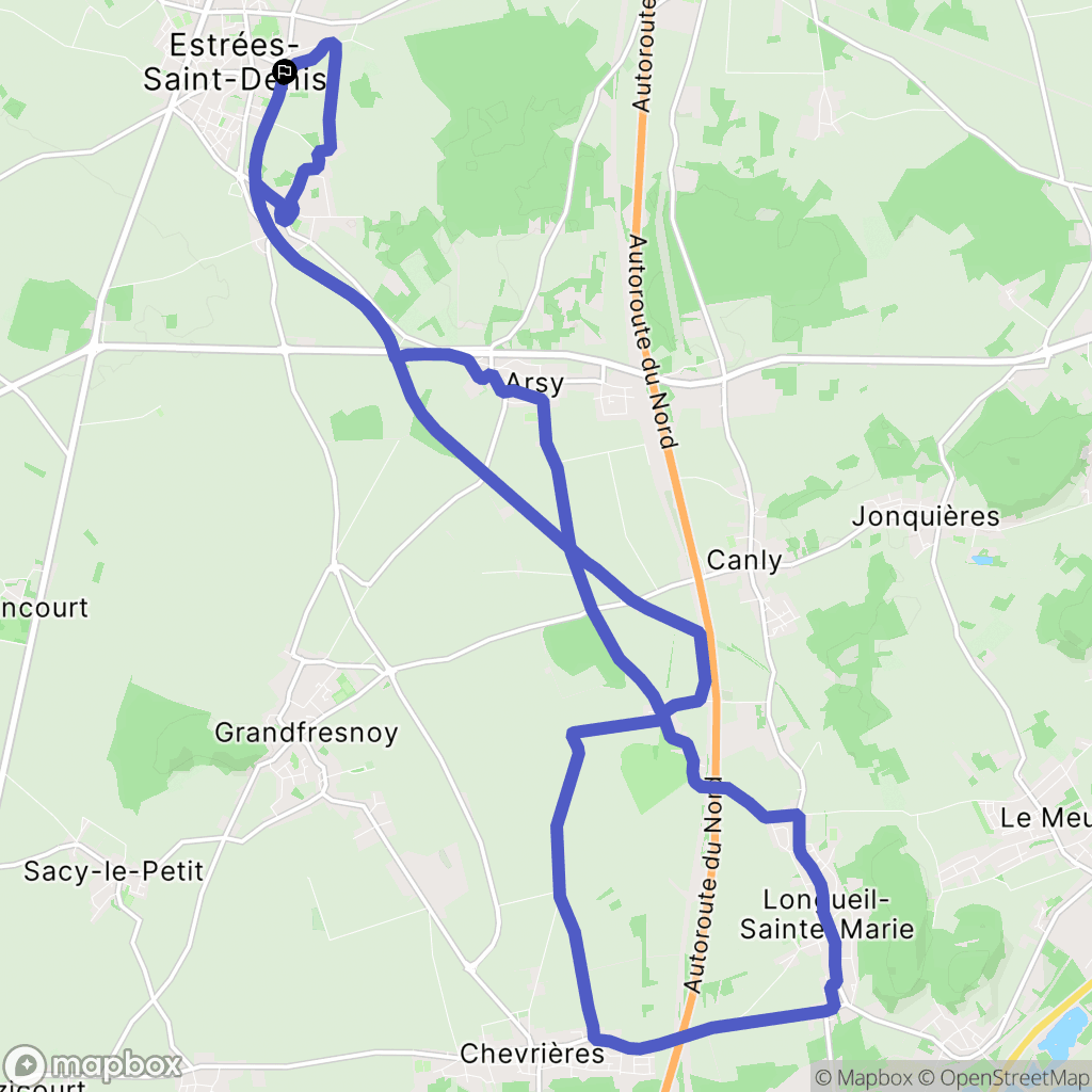 Estrées-Saint-Denis : carte du parcours de randonnée - France