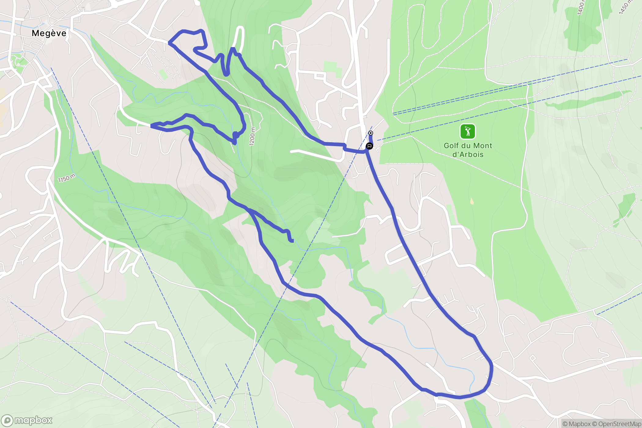 Megève : carte du parcours de randonnée - France