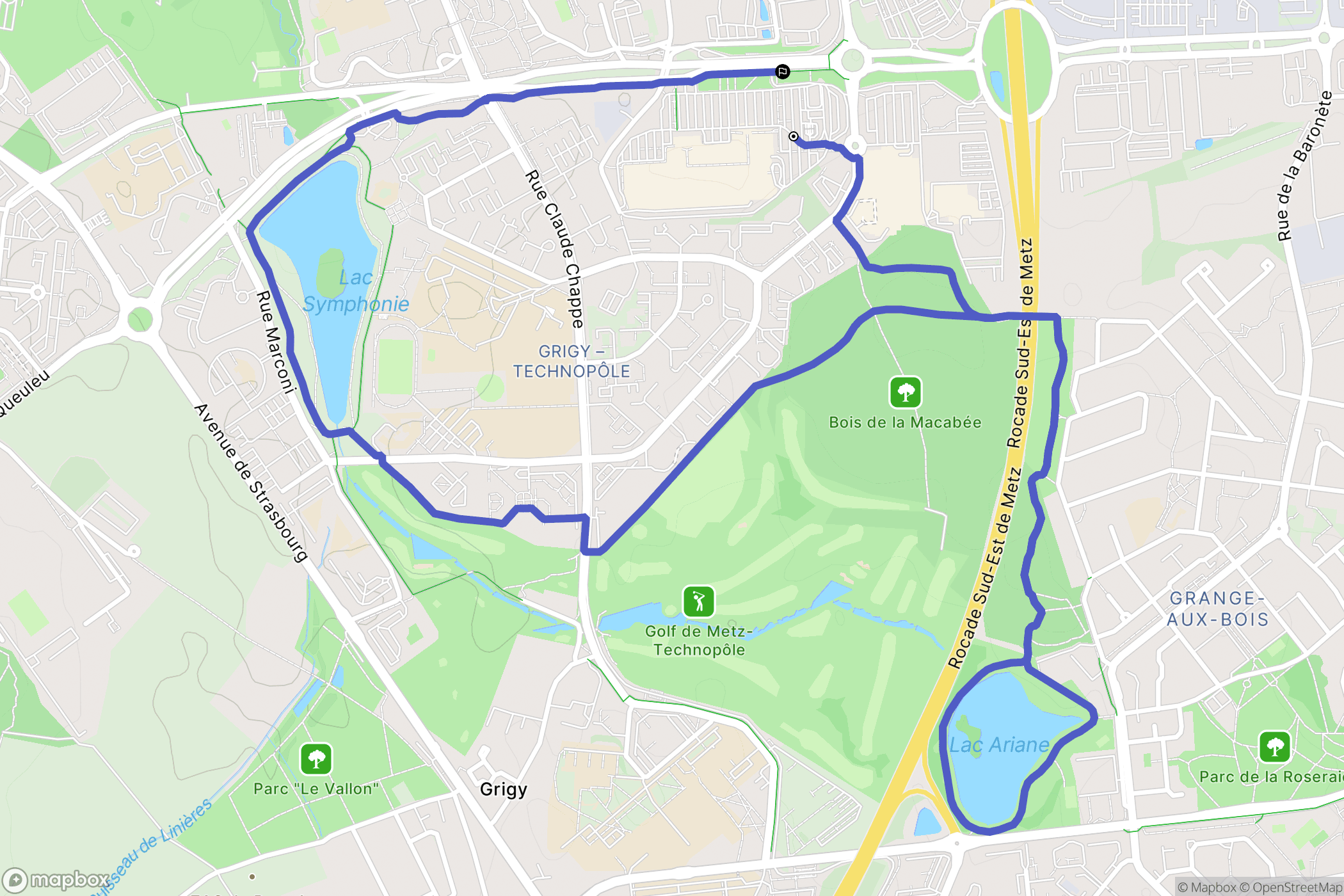 Metz : carte du parcours de randonnée - France
