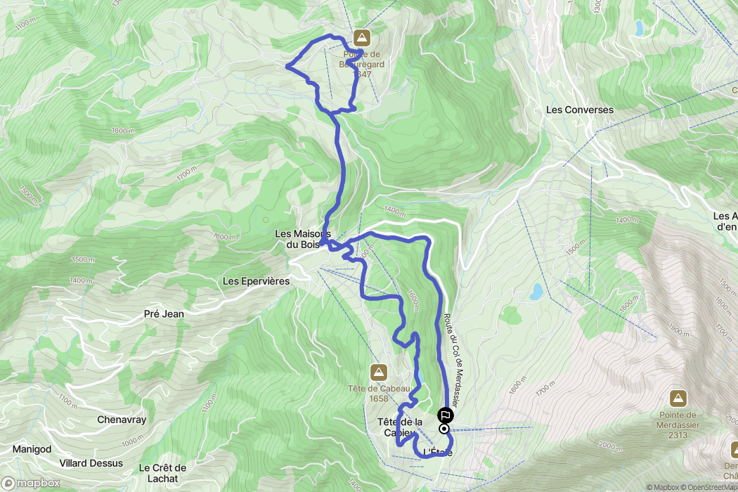 Manigod : carte du parcours de randonnée - France
