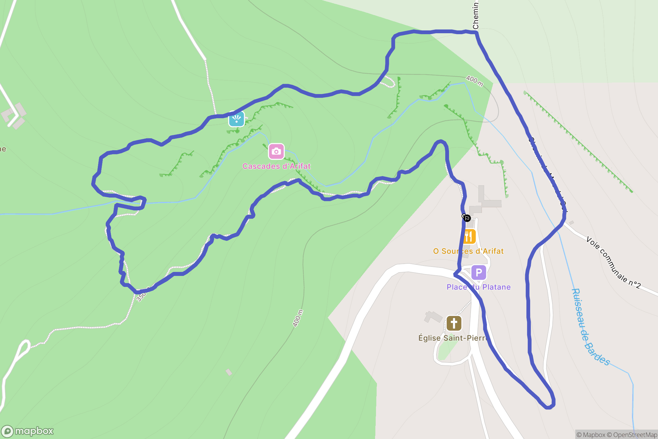 Arifat : carte du parcours de randonnée - France