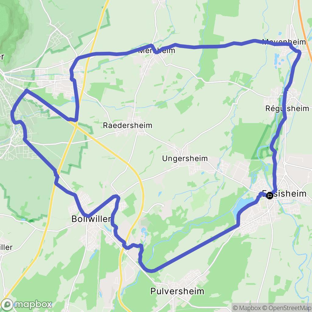 Ensisheim : carte du parcours de randonnée - France