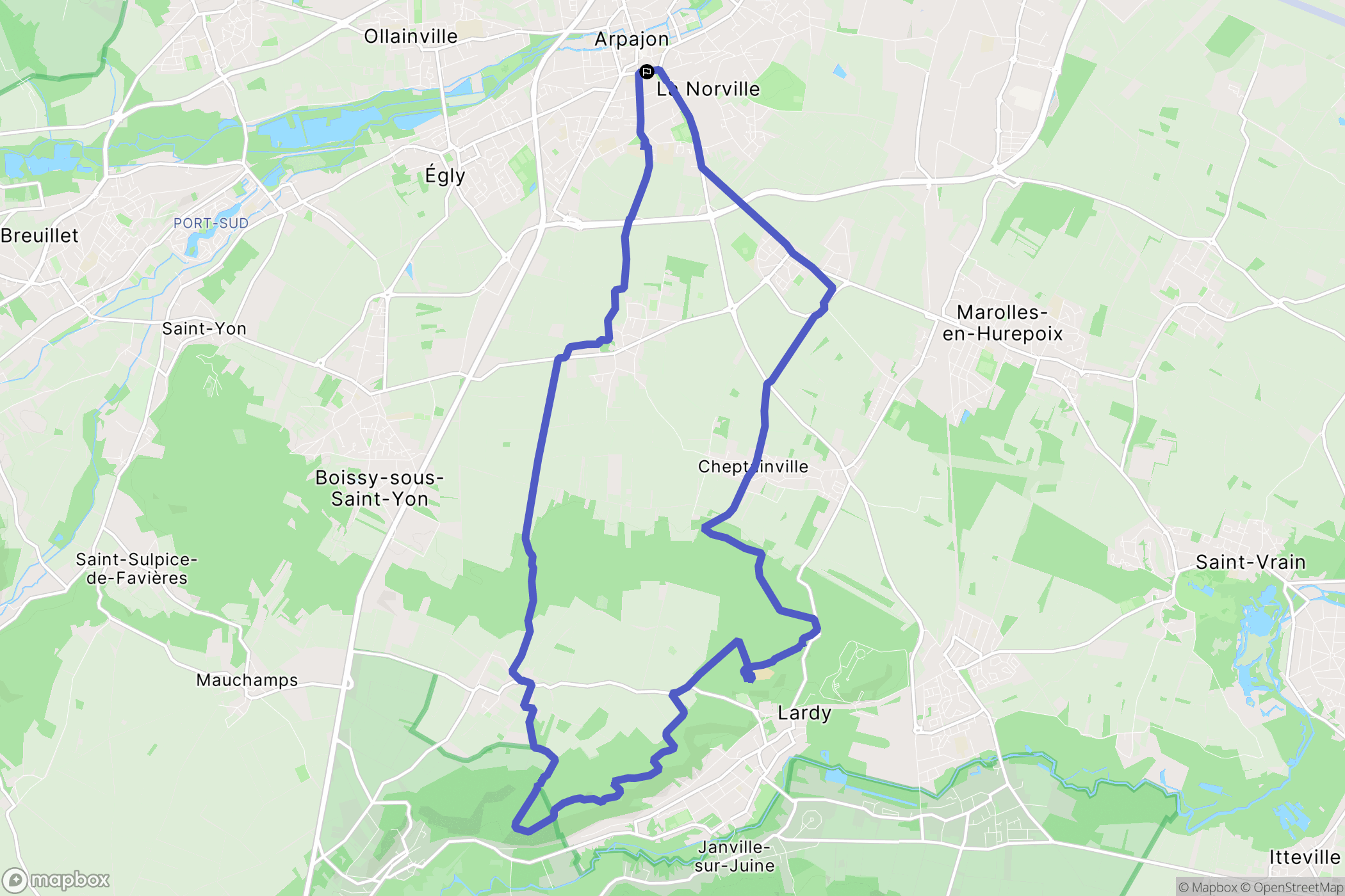 Arpajon : carte du parcours de randonnée - France