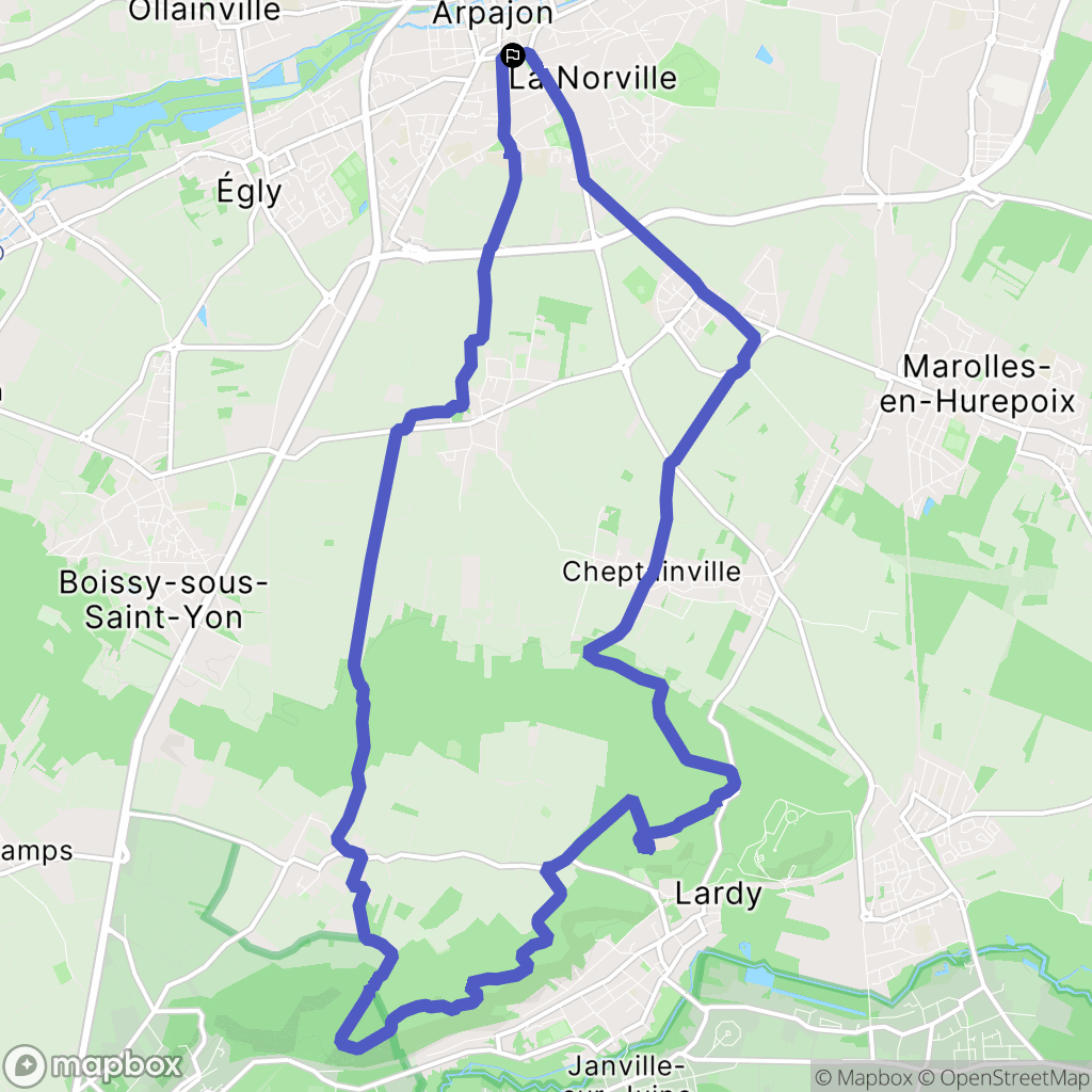 Arpajon : carte du parcours de randonnée - France