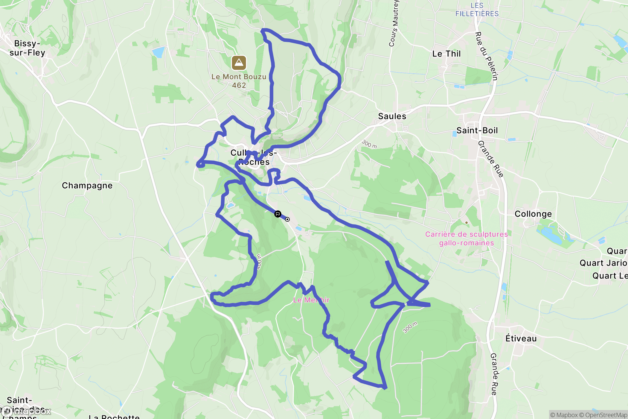 Culles-les-Roches : carte du parcours de randonnée - France