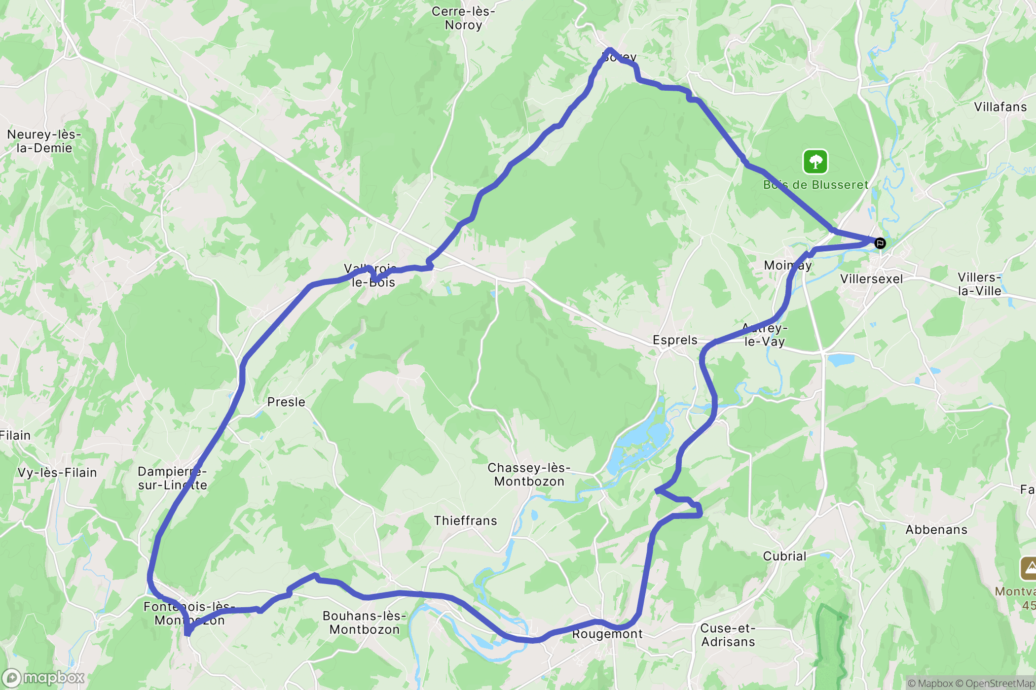 Villersexel : carte du parcours de randonnée - France