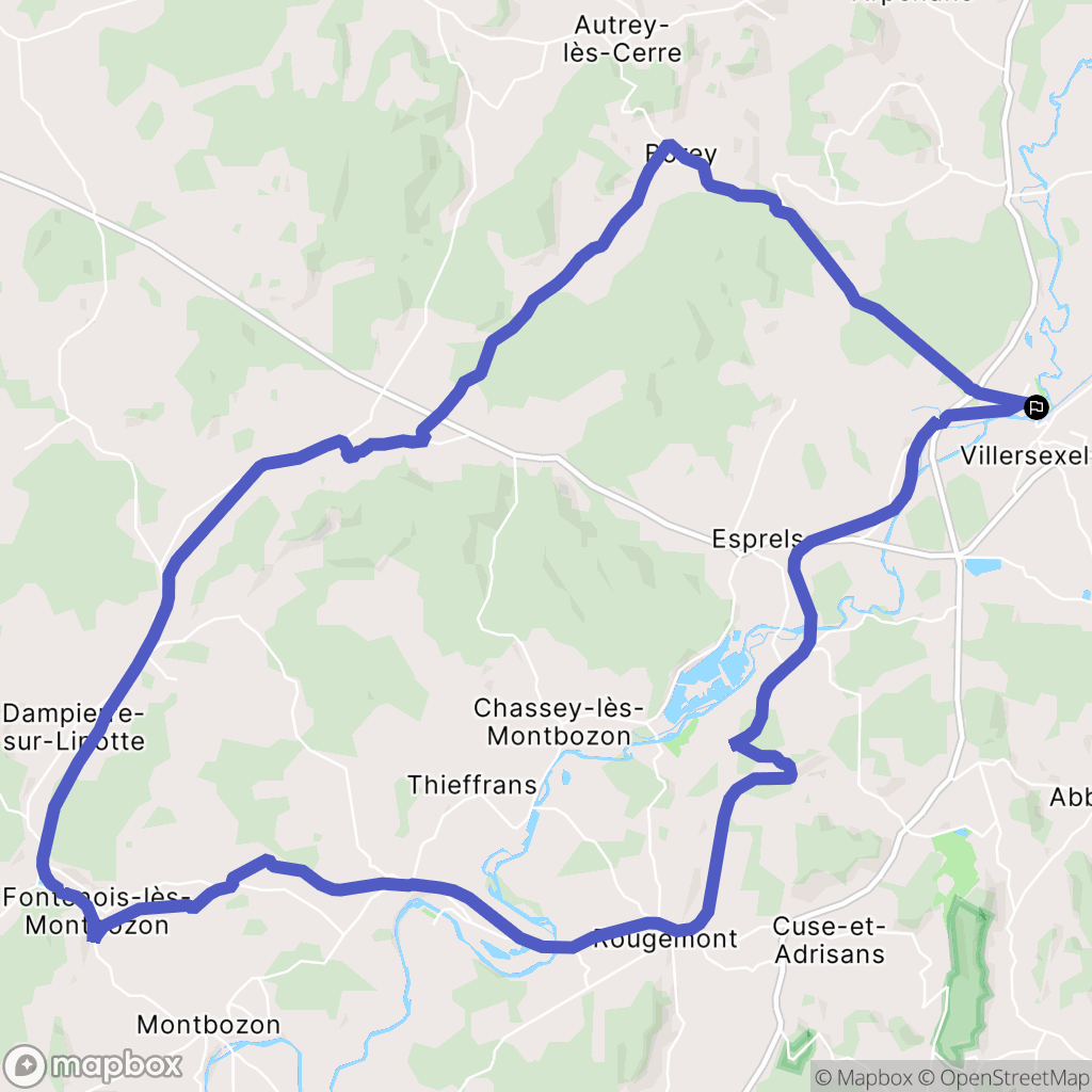 Villersexel : carte du parcours de randonnée - France