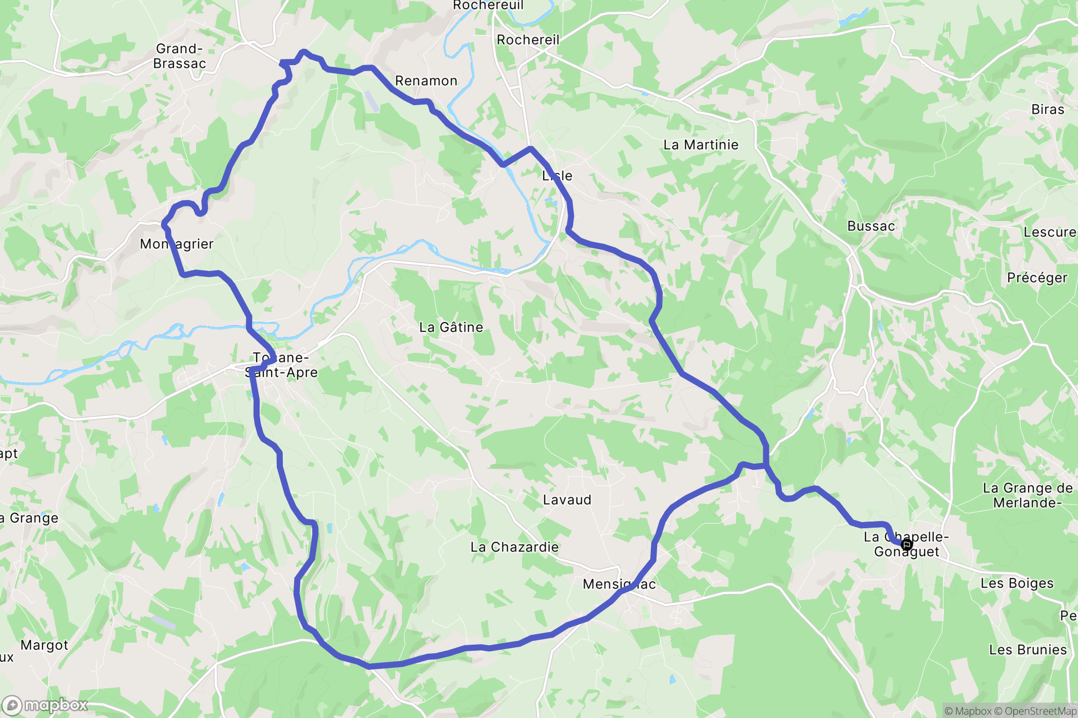 La Chapelle-Gonaguet : carte du parcours de randonnée - France