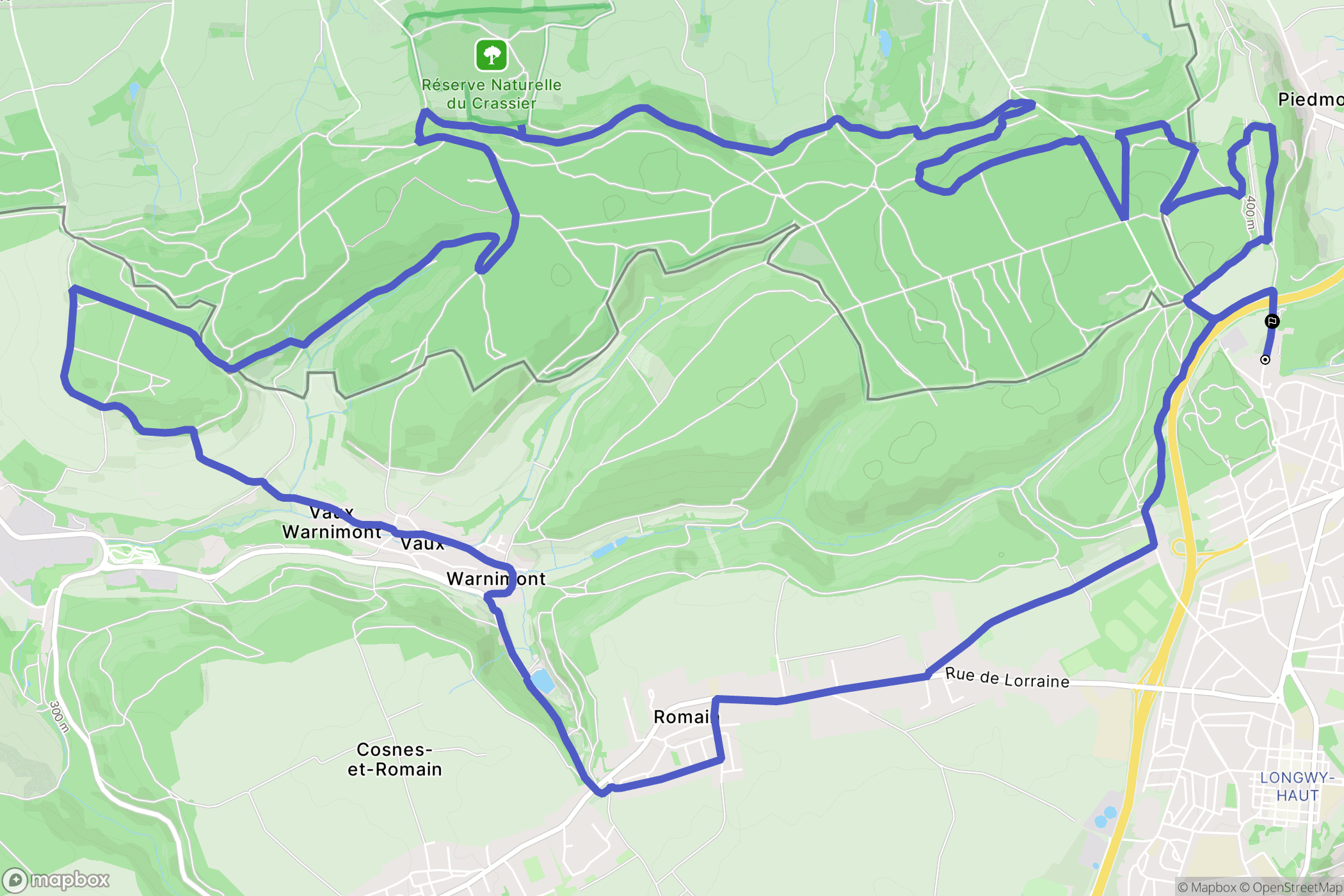 Mont-Saint-Martin : carte du parcours de randonnée - France