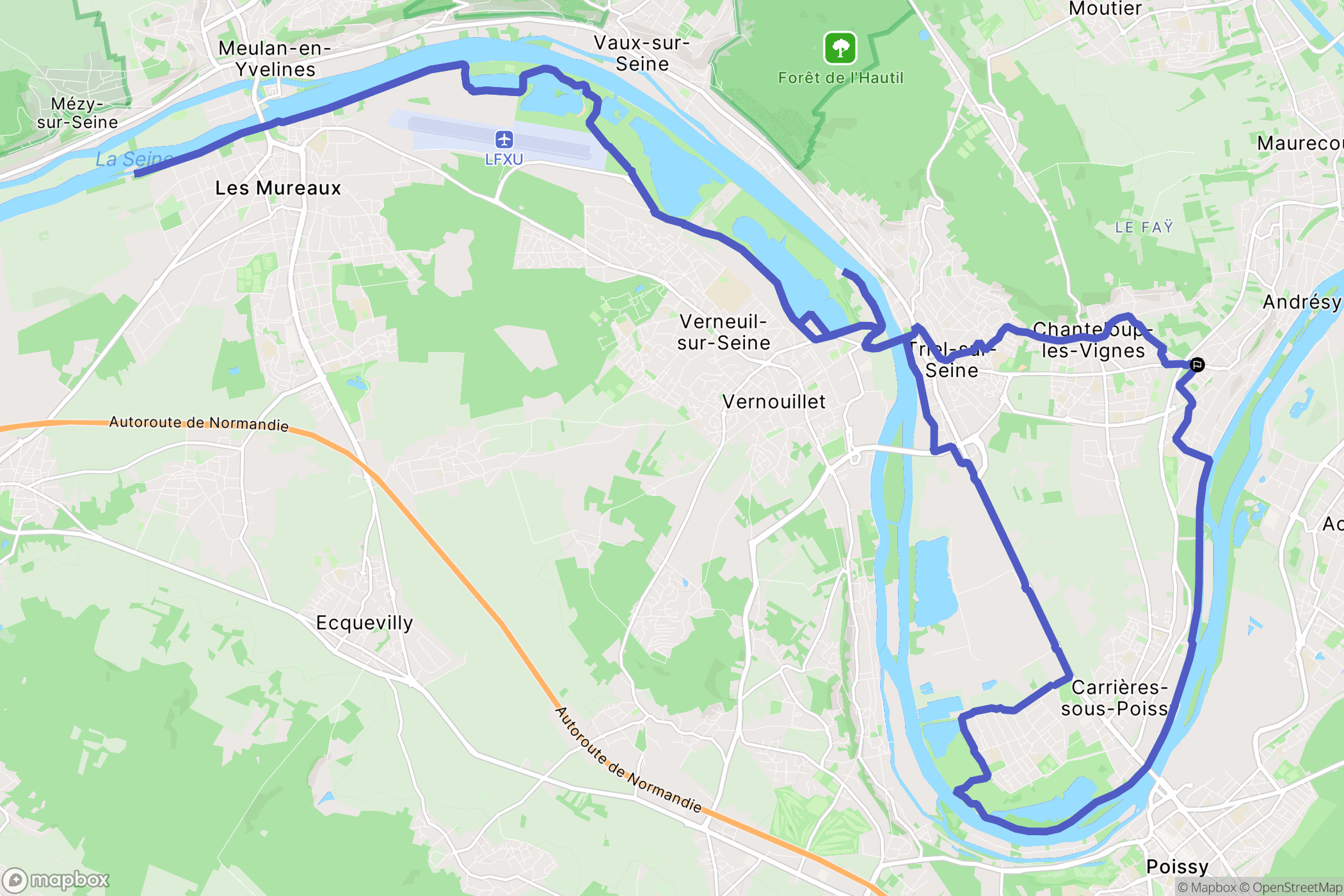 Andrésy : carte du parcours de randonnée - France