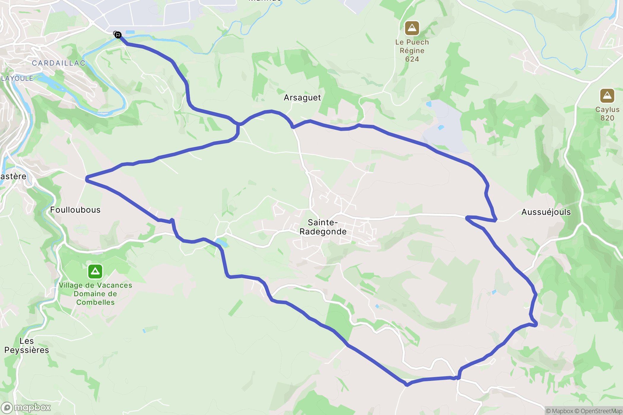 Onet-le-Château : carte du parcours de randonnée - France