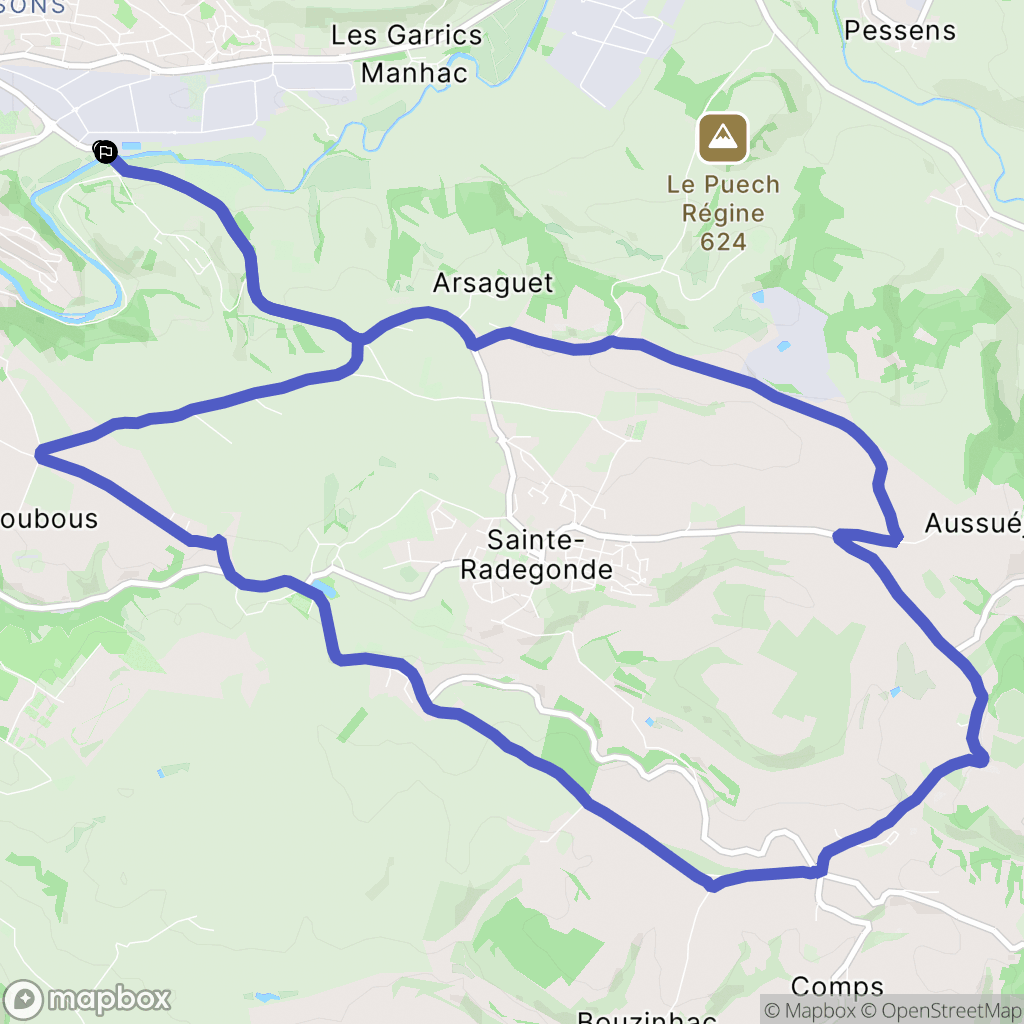 Onet-le-Château : carte du parcours de randonnée - France