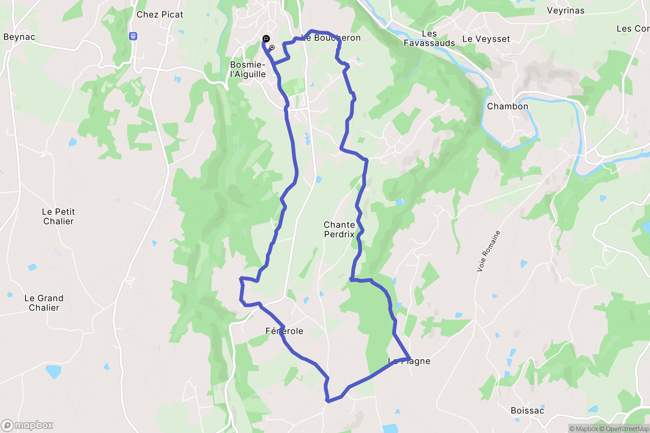 Bosmie-l'Aiguille : carte du parcours de randonnée - France