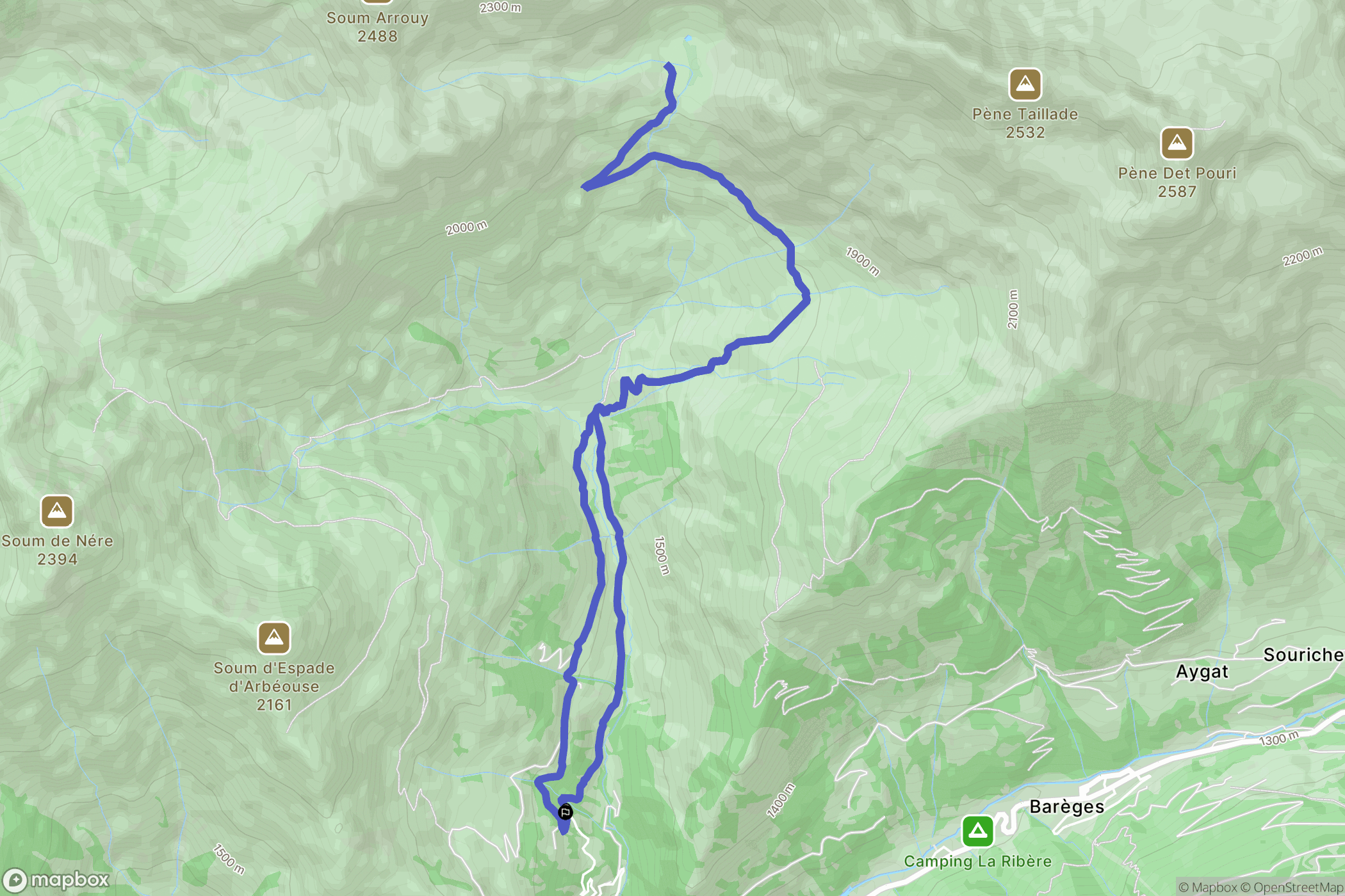 Sers : carte du parcours de randonnée - France