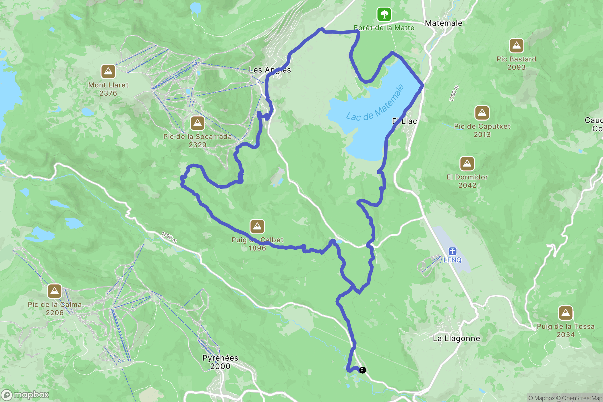 La Llagonne : carte du parcours de randonnée - France