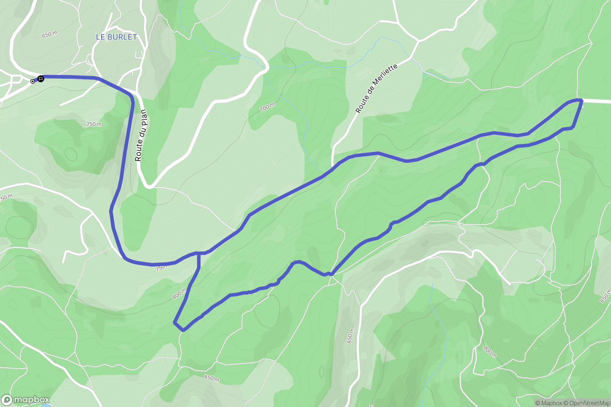 Merlas : carte du parcours de randonnée - France