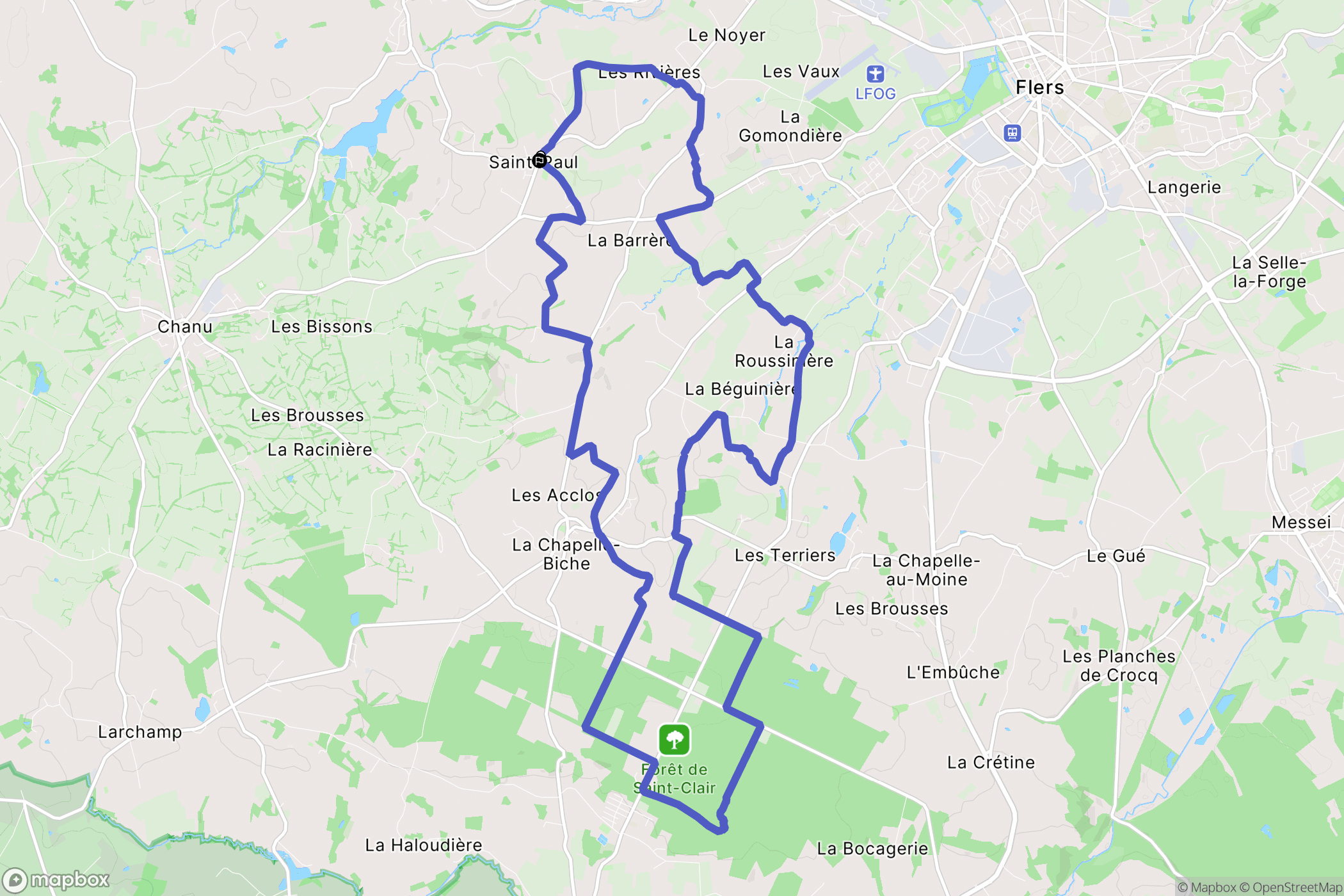 Saint-Paul : carte du parcours de randonnée - France