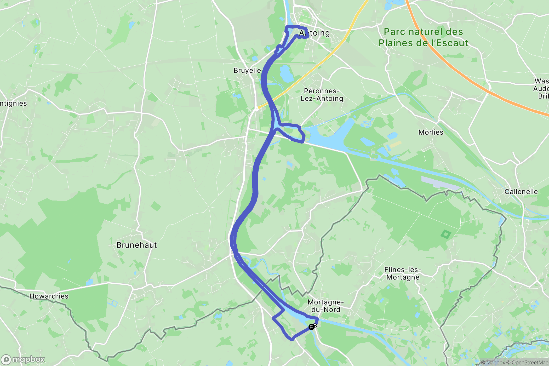 Mortagne-du-Nord : carte du parcours de randonnée - France