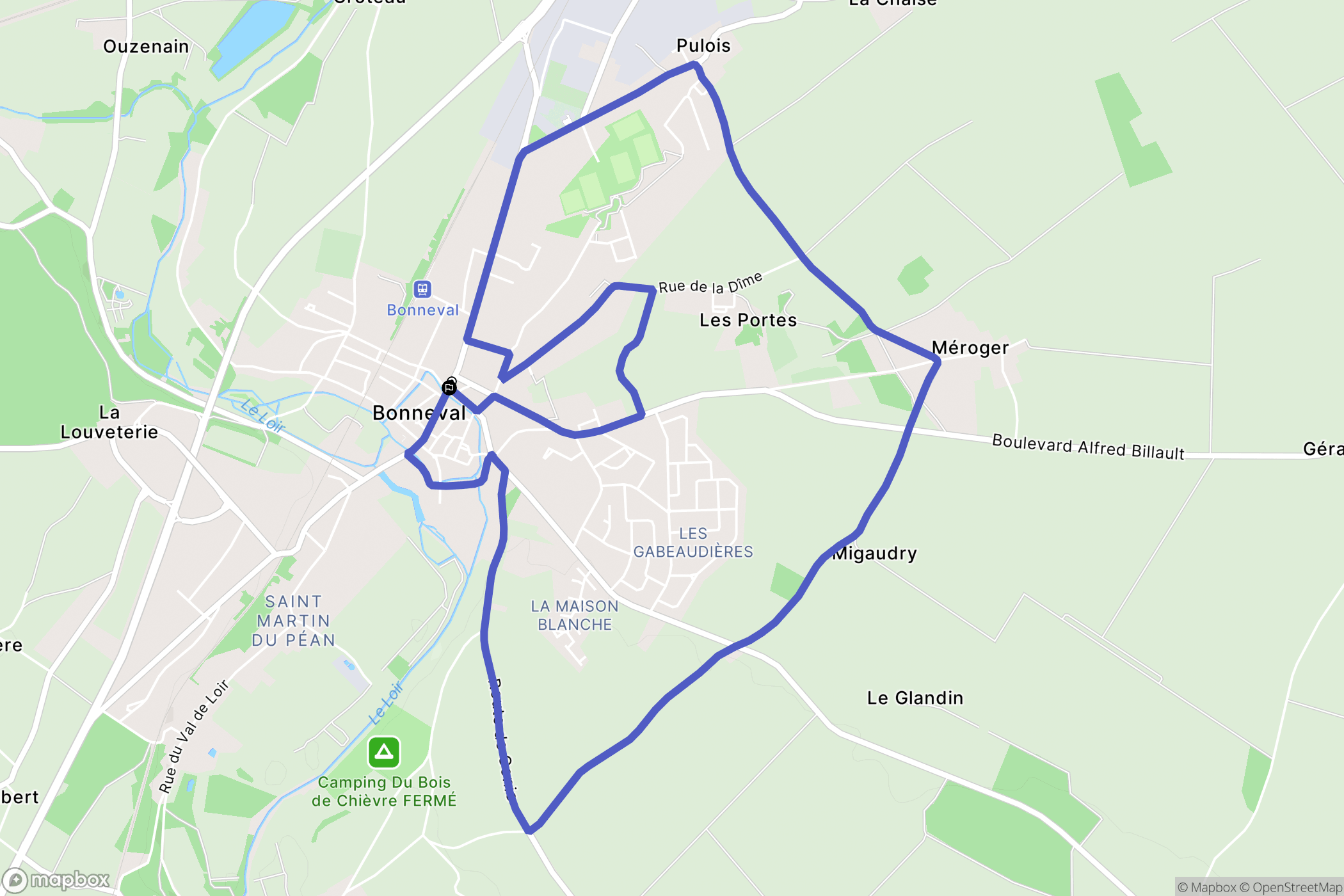 Bonneval : carte du parcours de randonnée - France