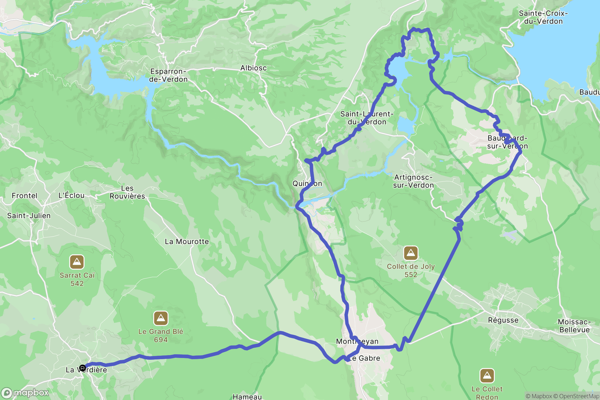 La Verdiere : carte du parcours de randonnée - France