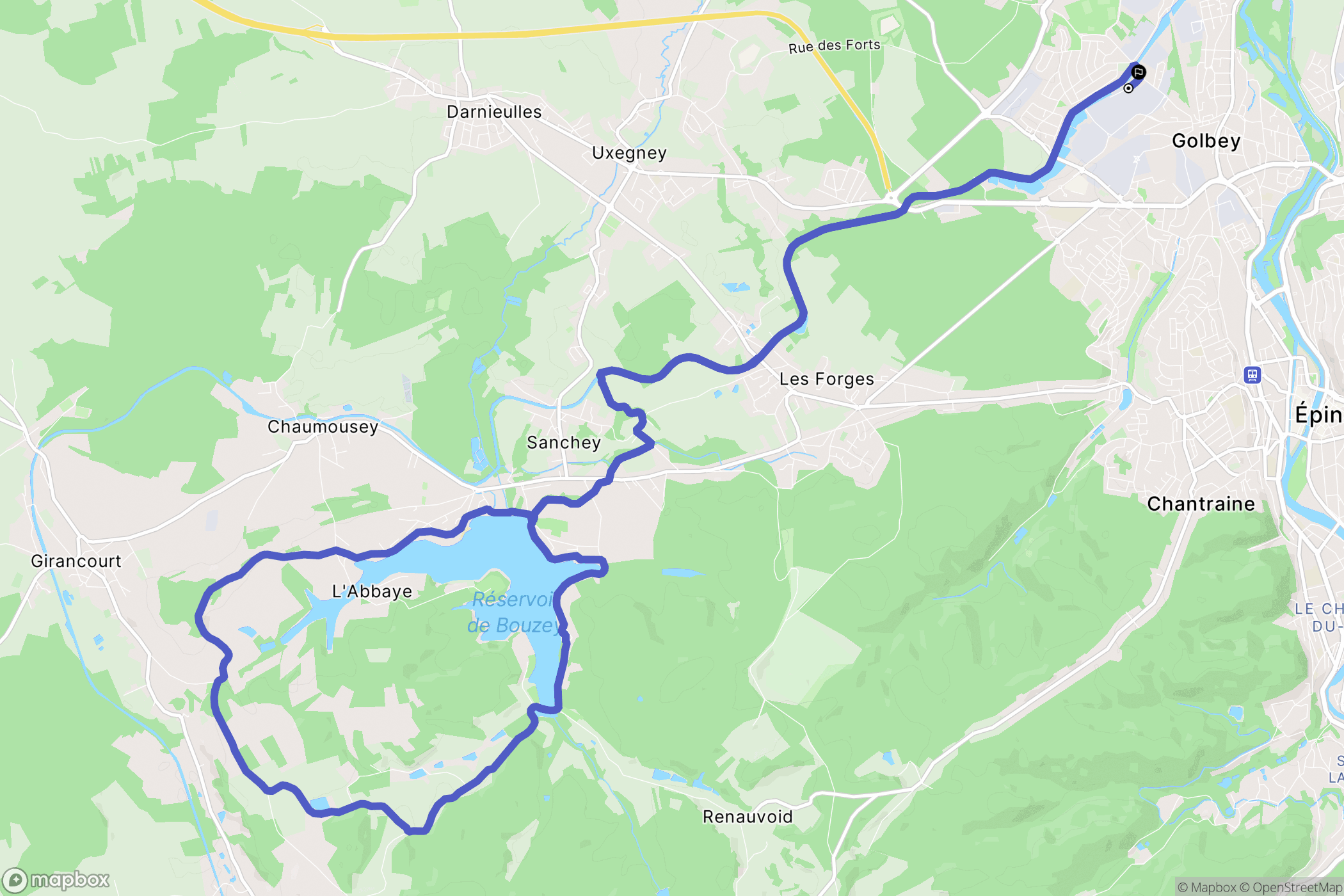 Golbey : carte du parcours de randonnée - France