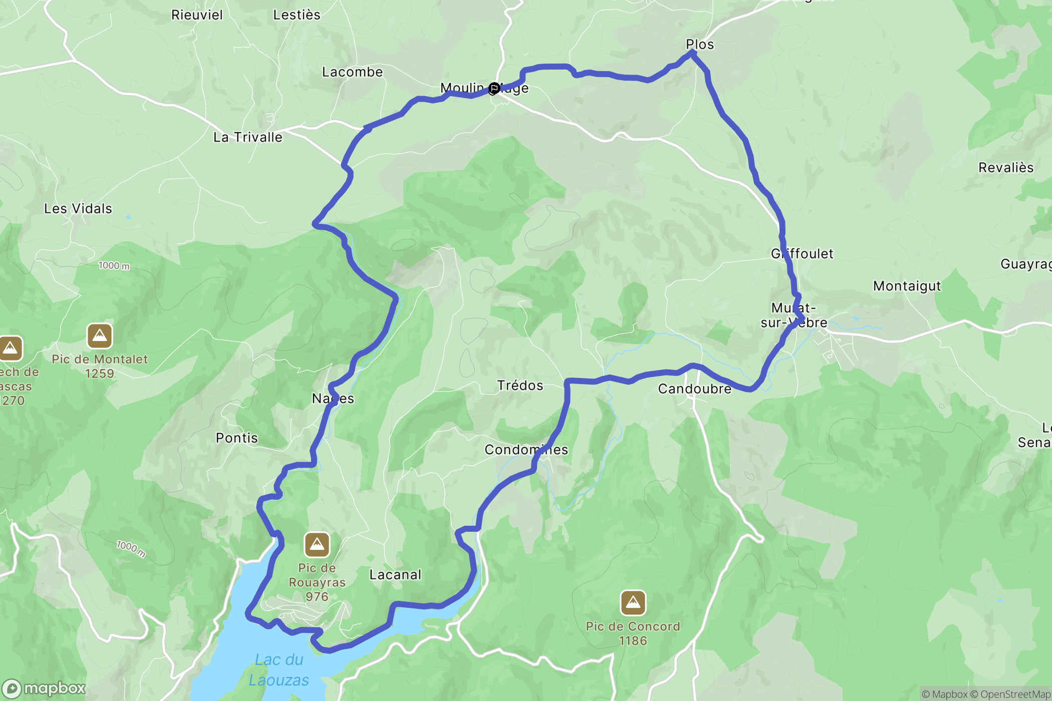 Moulin-Mage : carte du parcours de randonnée - France