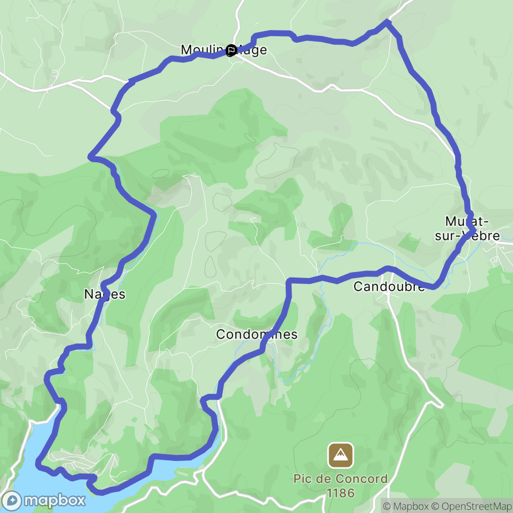 Moulin-Mage : carte du parcours de randonnée - France