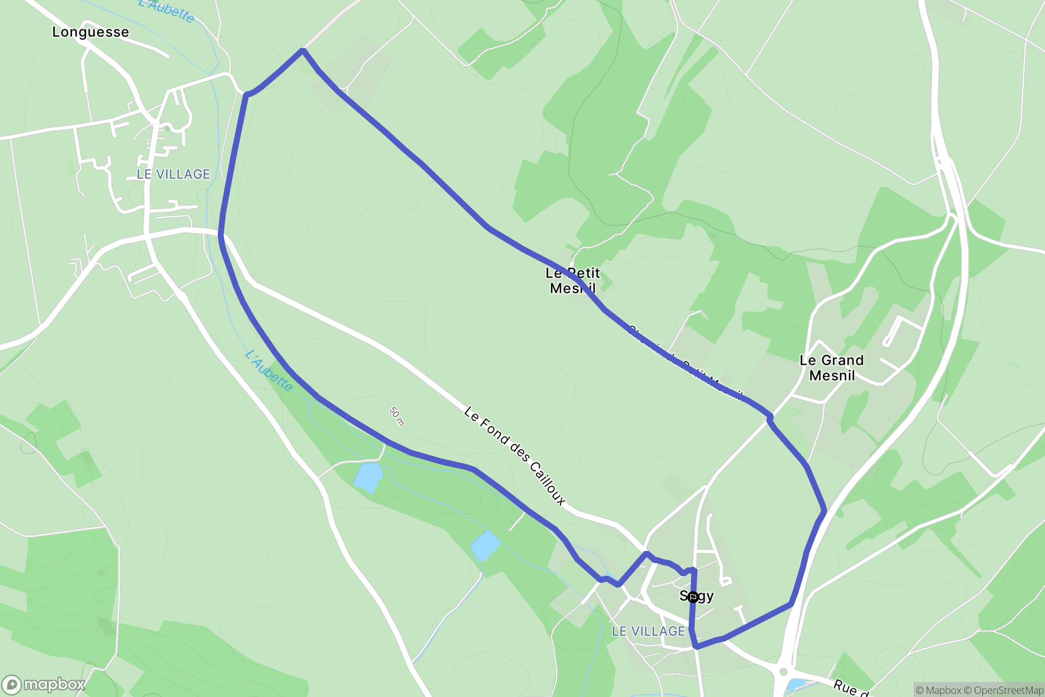 Sagy : carte du parcours de randonnée - France