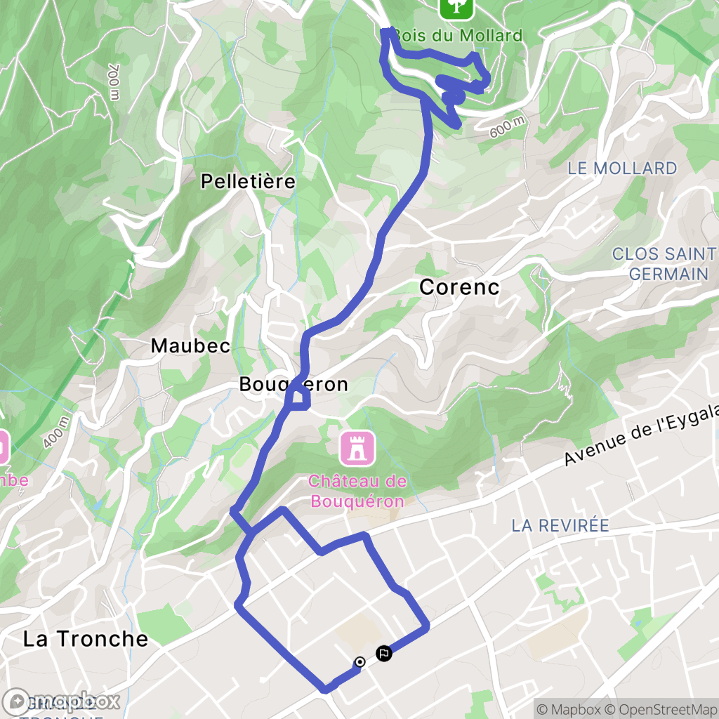 Corenc : carte du parcours de randonnée - France