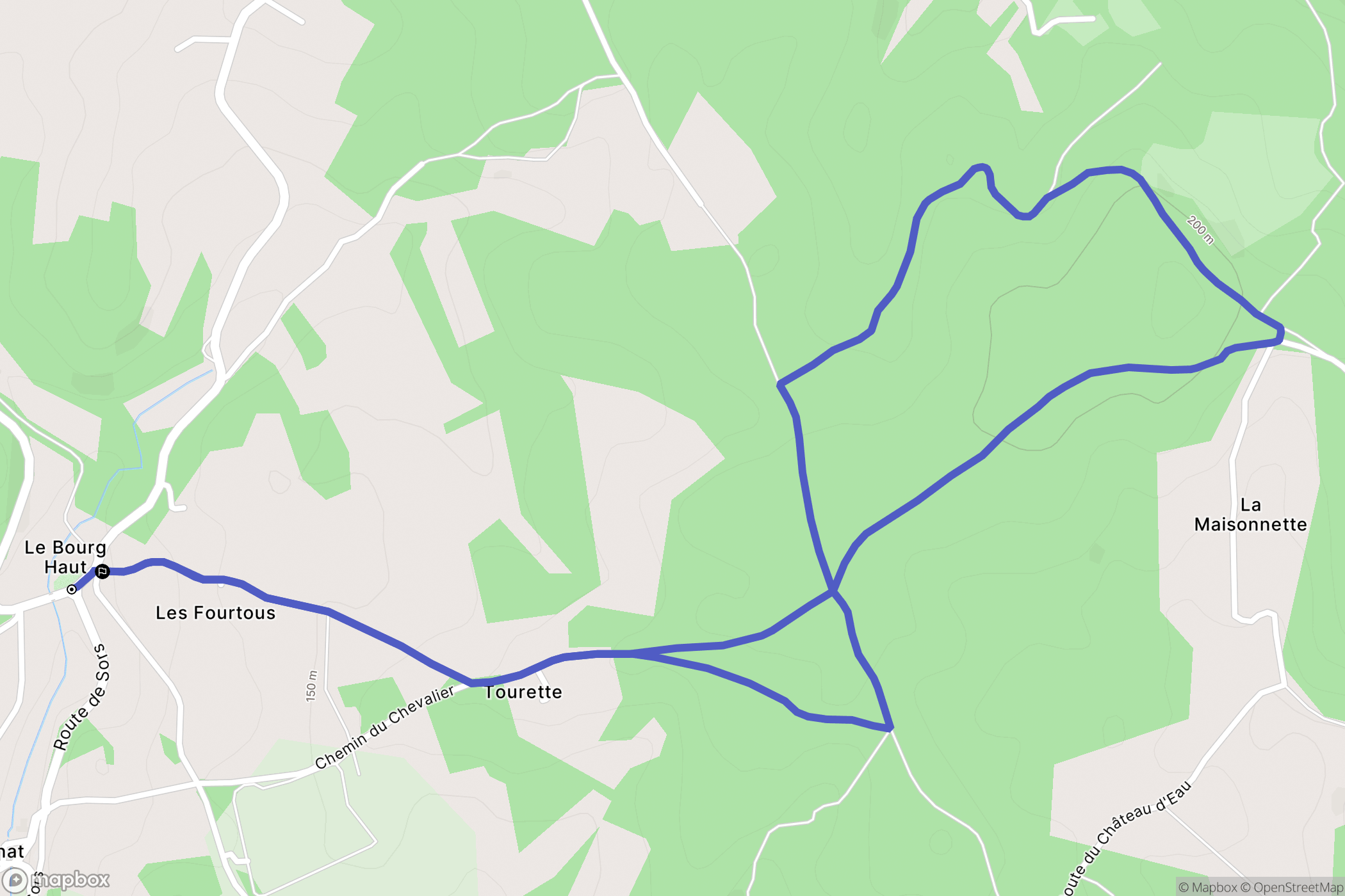 Paunat : carte du parcours de randonnée - France