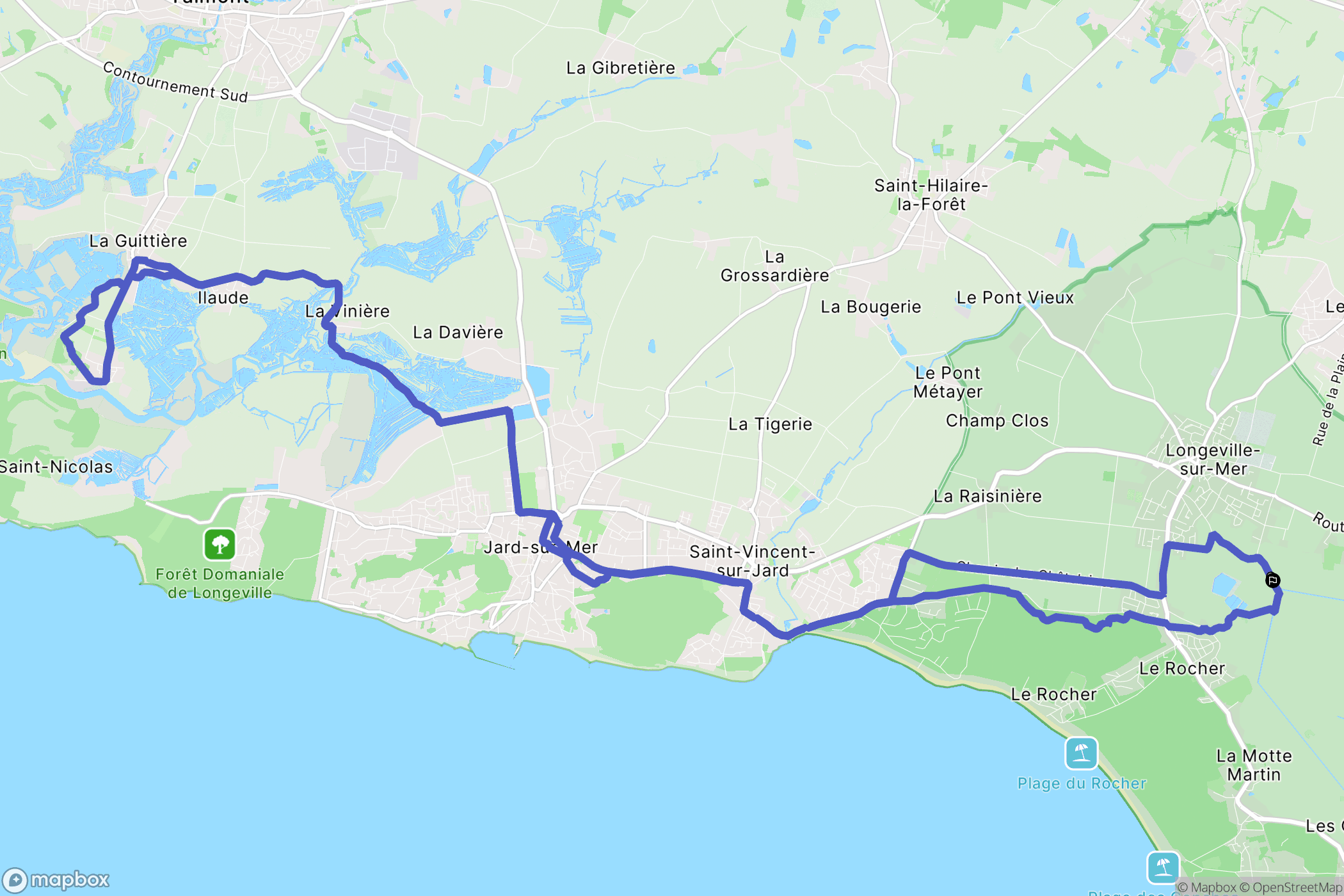 Longeville-sur-Mer : carte du parcours de randonnée - France