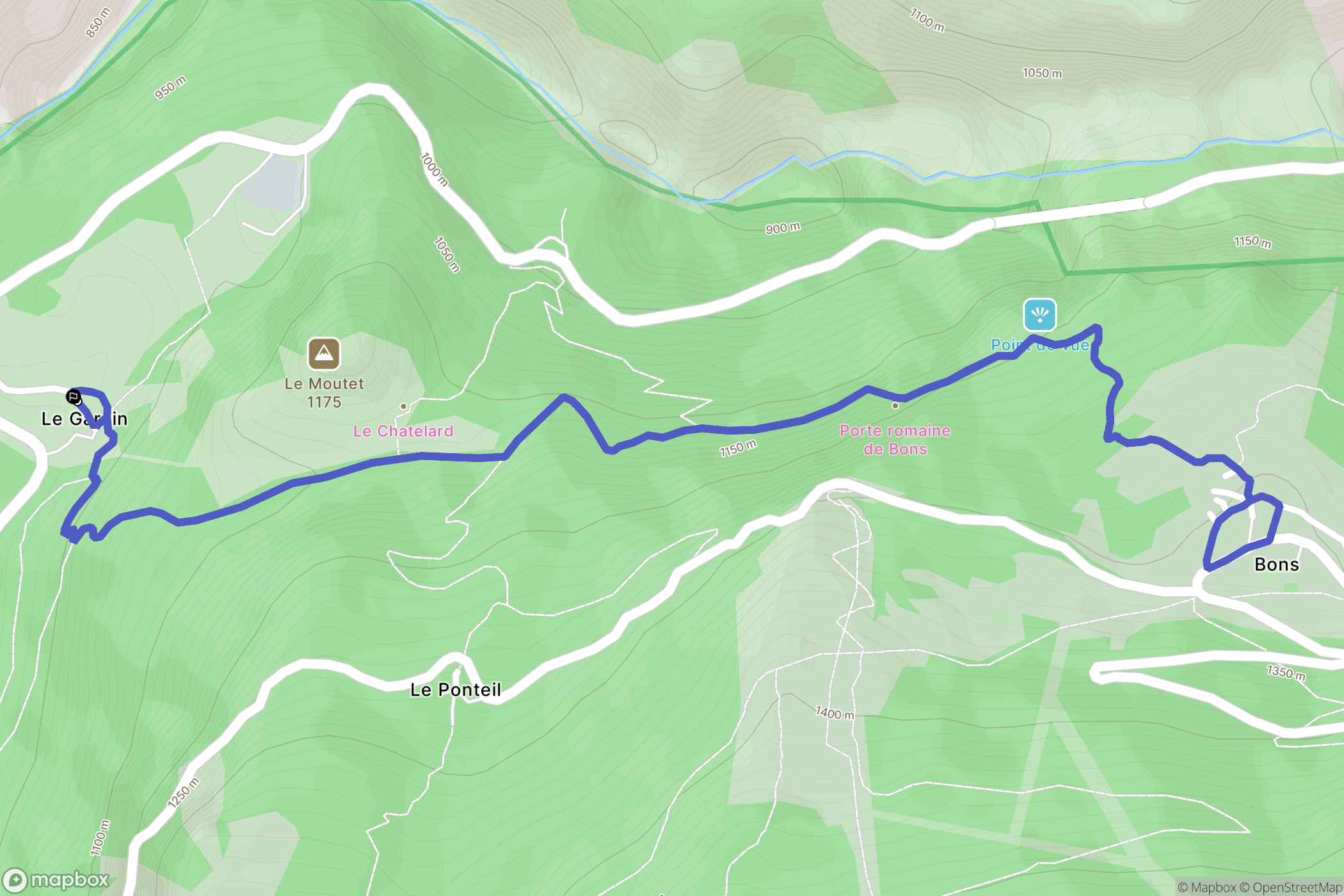 Les Deux Alpes : carte du parcours de randonnée - France